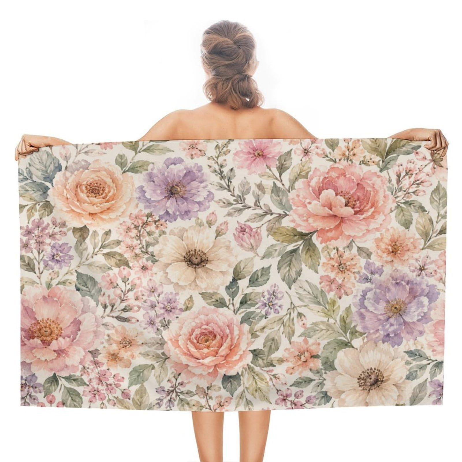 Anceky Floral Watercolor Oversized Beach Towel Quick Dry Sand Free Microfiber Travel Towel Lightweight Multi Purpose Beach Blanket Pool Gym Bath Towel 51x31 in