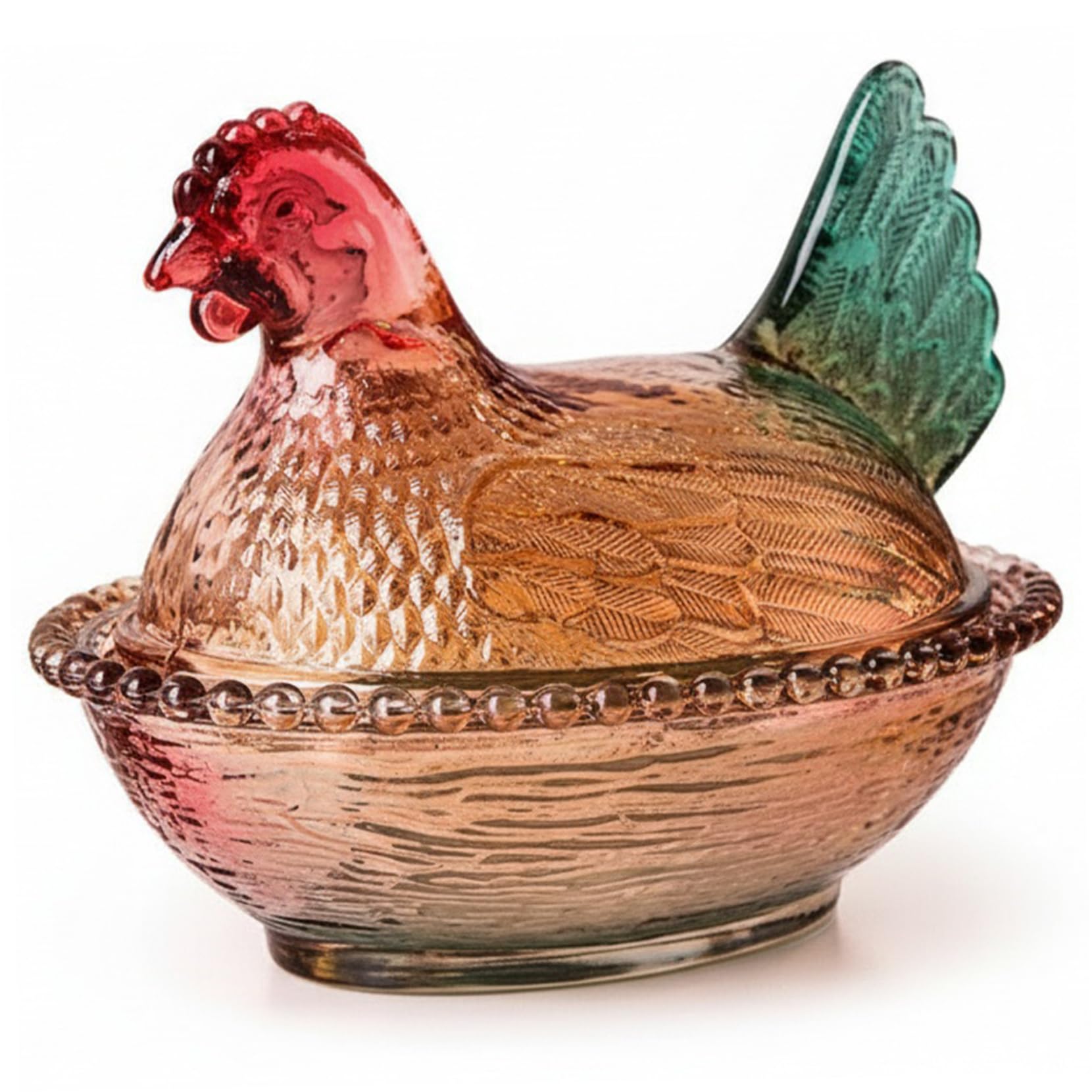 Tarro de dulces de cristal colorido con forma de gallina para regalar