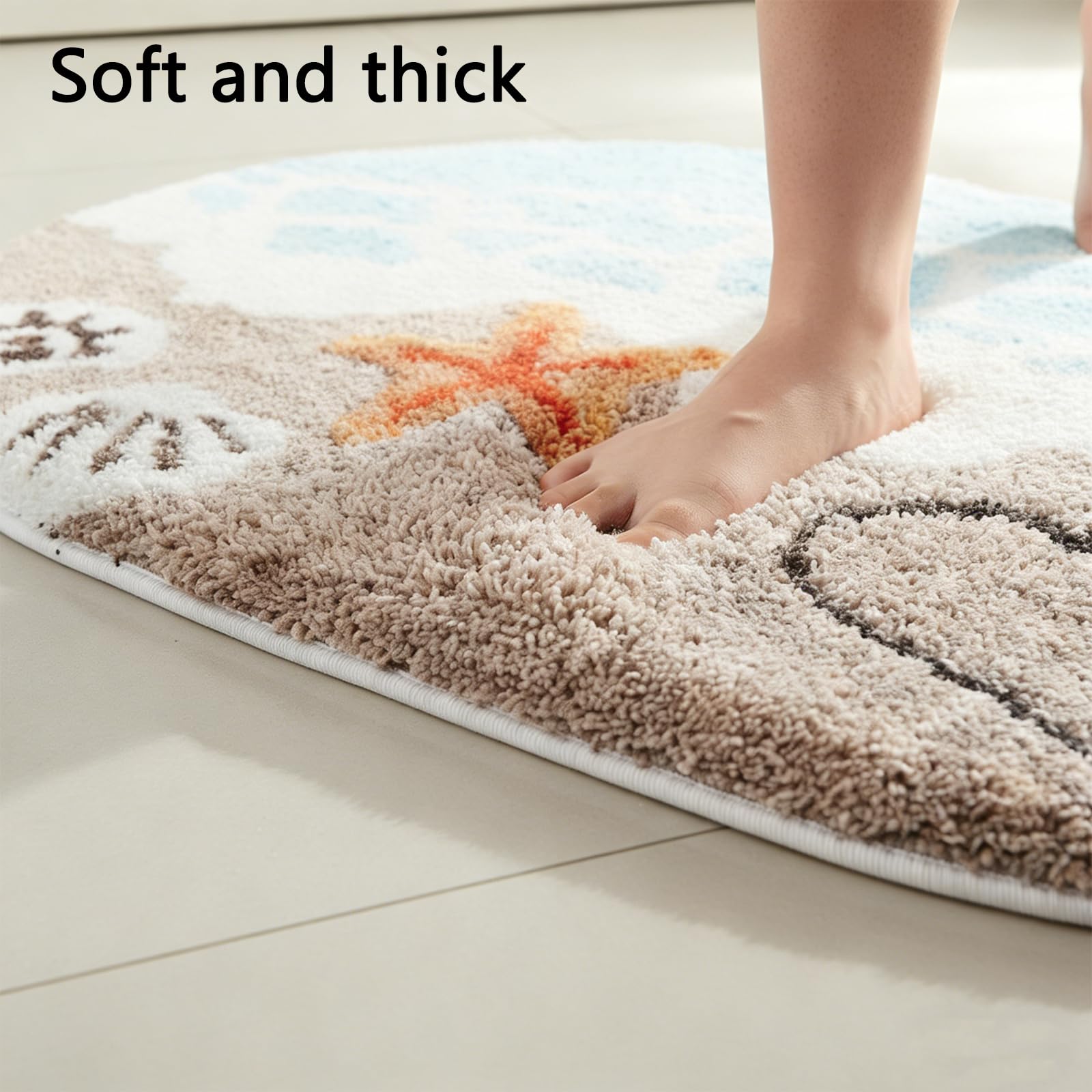 Antypoślizgowa mata łazienkowa 50 x 80 cm – miękki, puszysty dywanik łazienkowy z wzorem na lato, plażę, antypoślizgowa mata łazienkowa, nadaje się do prania, antypoślizgowy dywanik do