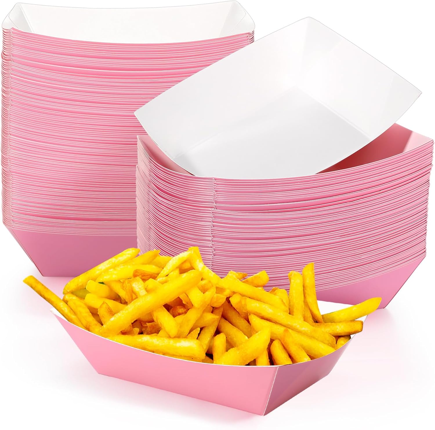 100 Pcs Paper Food Trays Boat Disposable Nacho Trays Kraft