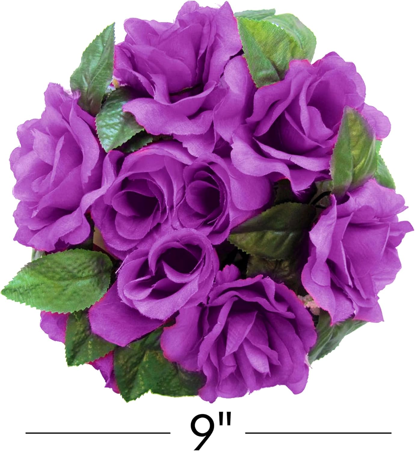 Simply Elegant 9 inch Flower Candle Ring Roses Floral Arrangement Artificial Flowers Wedding Party Centerpieces Bouquets Supplies - 12 Count - 2 ¾" Diameter Opening(Purple)