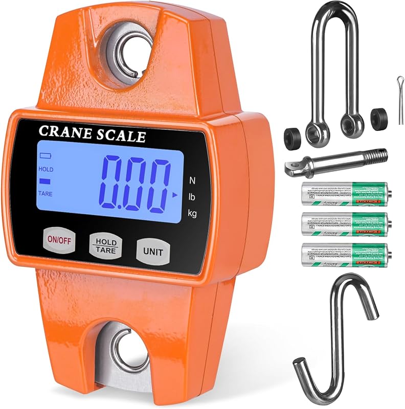RoMech 660lb Digital Hanging Scale with Cast Aluminum Case, Handheld 300Kg Mini Crane Scale with Hooks for Farm Hunting Fishing Outdoor (Orange) | 300KG Heavy Capacity, High Accuracy Weighing, kg/lb/N Unit Conversion, Suitable for Fishing, Farm, Hunting