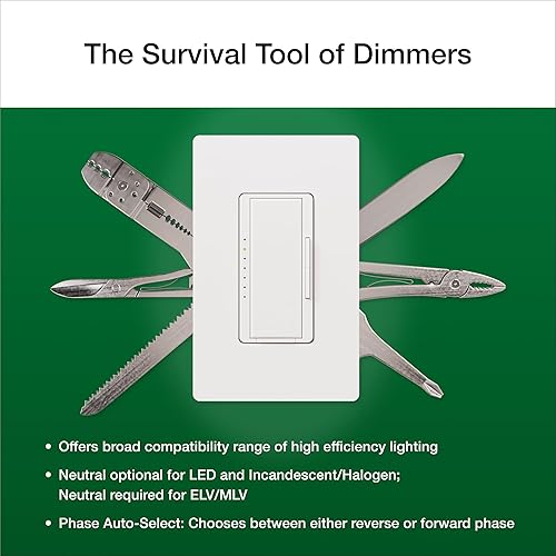 Vista 38 de Lutron - Interruptor de atenuación Maestro LED+ para bombillas LED regulables, halógenas e incandescentes, 150 W/un solo polo o multiubicación