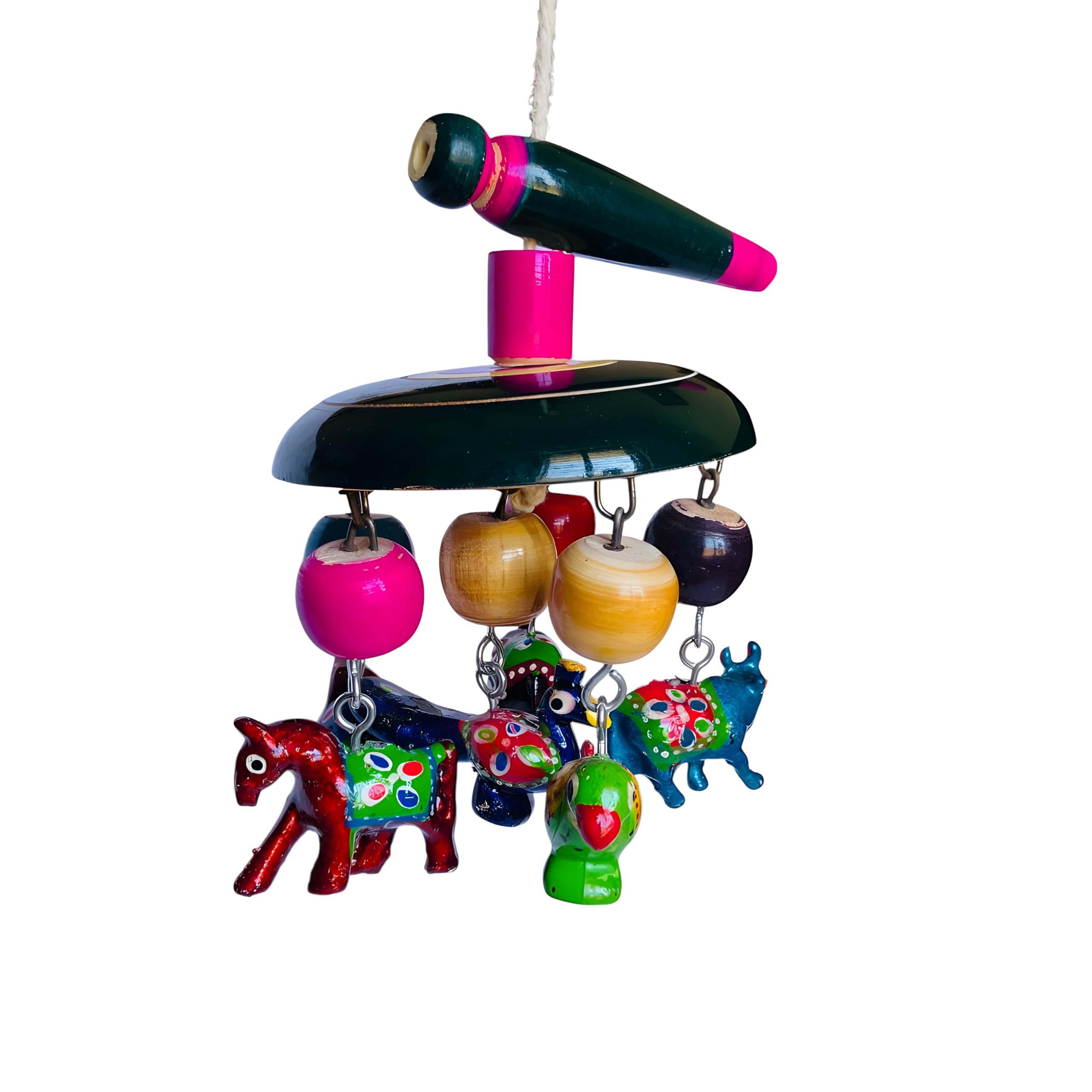 Wooden Hanging Toys Bird Theam Rattle Crinkle Squeaky Toy Car Seat Stroller Toys Cradle jhula Swing Hanging Toy for Kids (Multicolor) (Design - 2)-image-17
