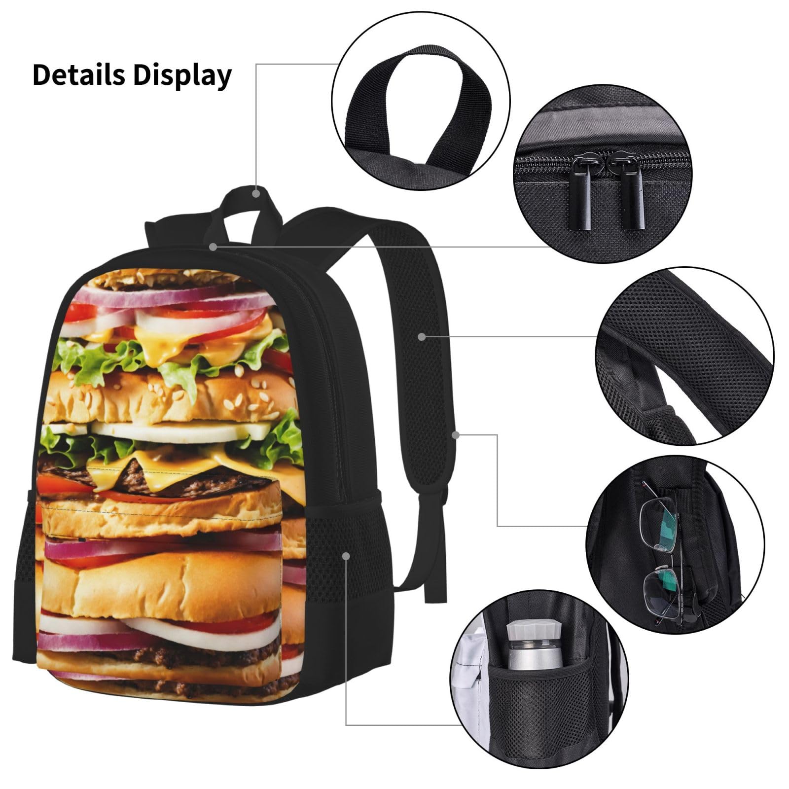 Zaino, borsa portapranzo, astuccio, set da 3 pezzi, per lavoro e