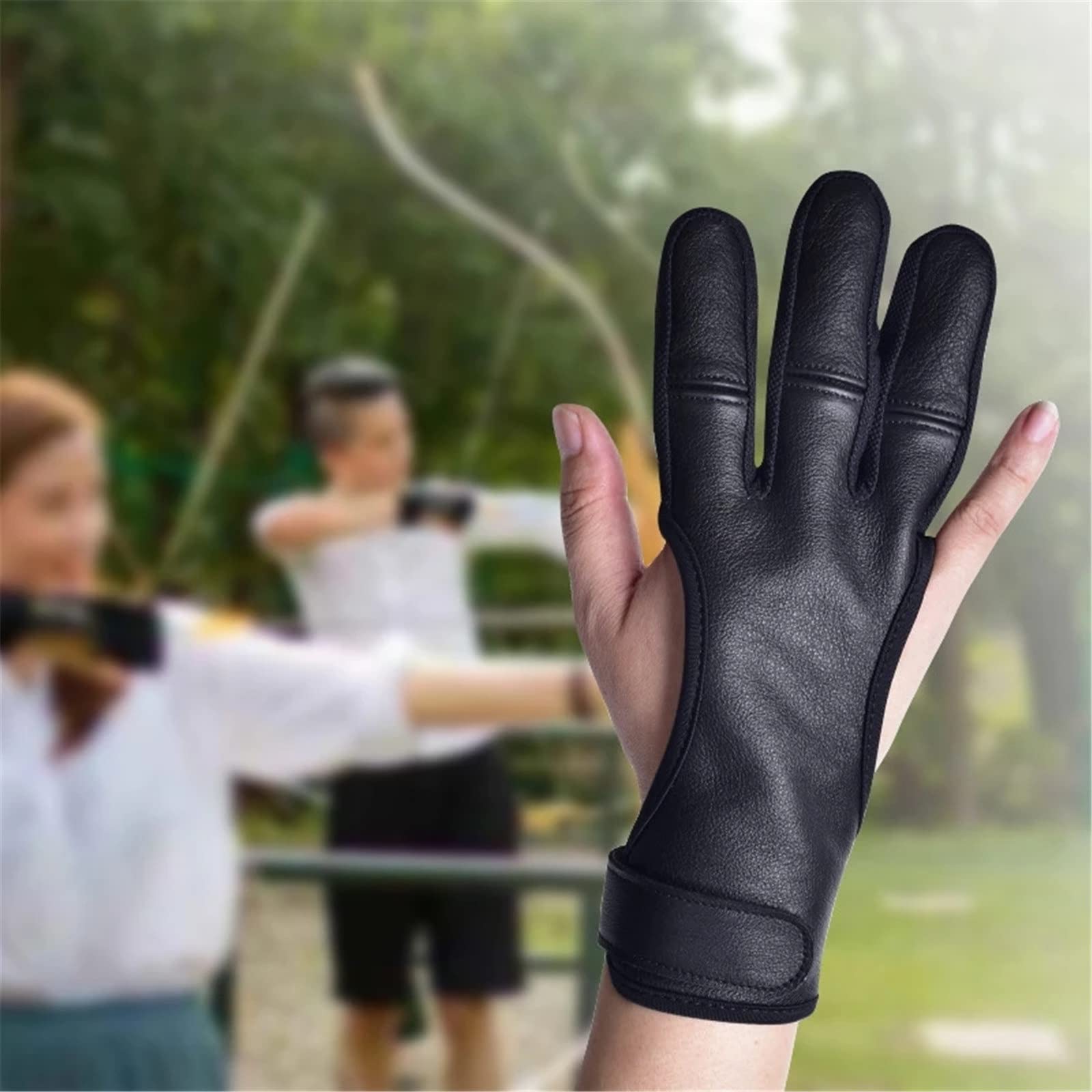 LYVQZPWLRGuanti di tiro con L'Arco e Le Dita, Guanto da tiro con L'Arco, Guanti da tiro con L'Arco, Guanti di Protezione for Le Mani in Pelle Elastica a 3 Dita