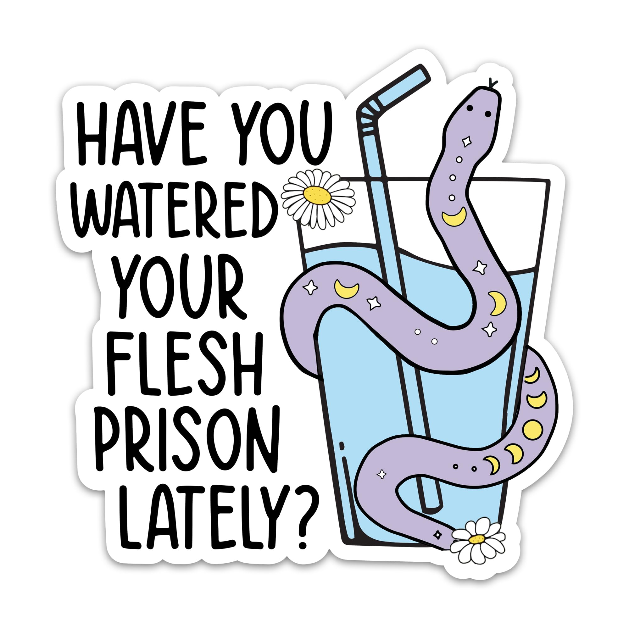 (3Pcs) Have You Watered Your Flesh Prison Lately 3" Sticker, Snake Hydrate Stickers Health Awareness Waterproof Vinyl Drink Water Decals for Laptop