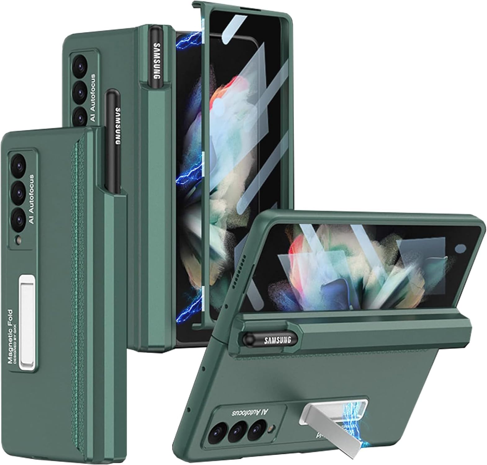Kapa Magnetic Hinge Case for Samsung Galaxy Z Fold 3 | Inbuilt S-Pen Holder Stand Hybrid Back Cover (Green) (B0CV5CYWV3) Amazon Price History, Amazon Price Tracker