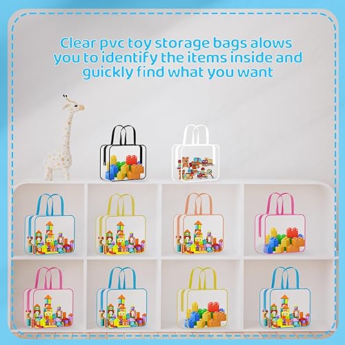 Miniatura 4 de Paquete de 6 bolsas grandes de almacenamiento de juguetes de PVC, impermeables, bolsas de juguetes reutilizables de PVC transparente, almacenamiento
