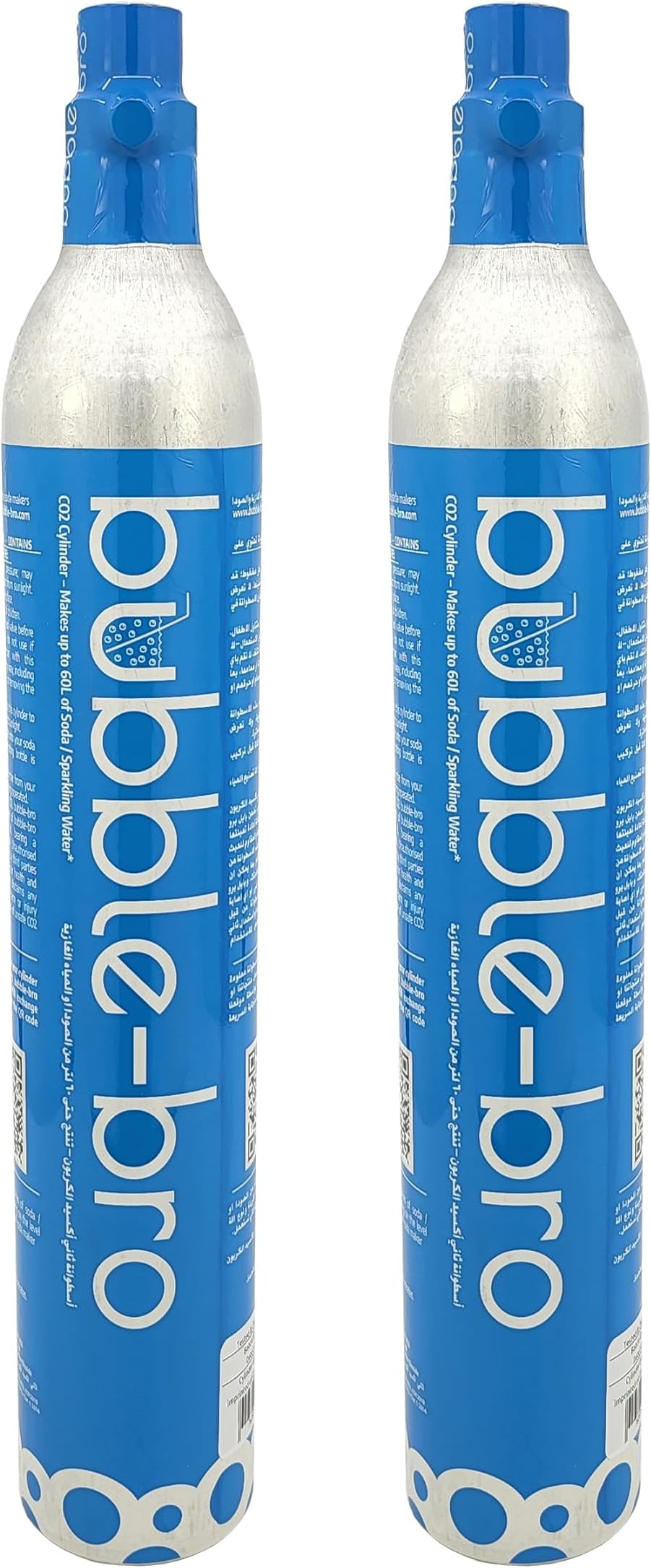 bubble-bro 60L CO2 Cylinder [2-PACK], compatible with bubble-bro, Drinkmate, Sodastream, aarke and other soda makers