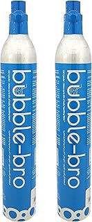 bubblebro 60L CO₂ Cylinder - 2 Pack 410g Food-Grade CO₂ - Compatible also with Drinkmate & Other Standard EU/US Soda Makers (Excludes Quick-Connect & AU Models)