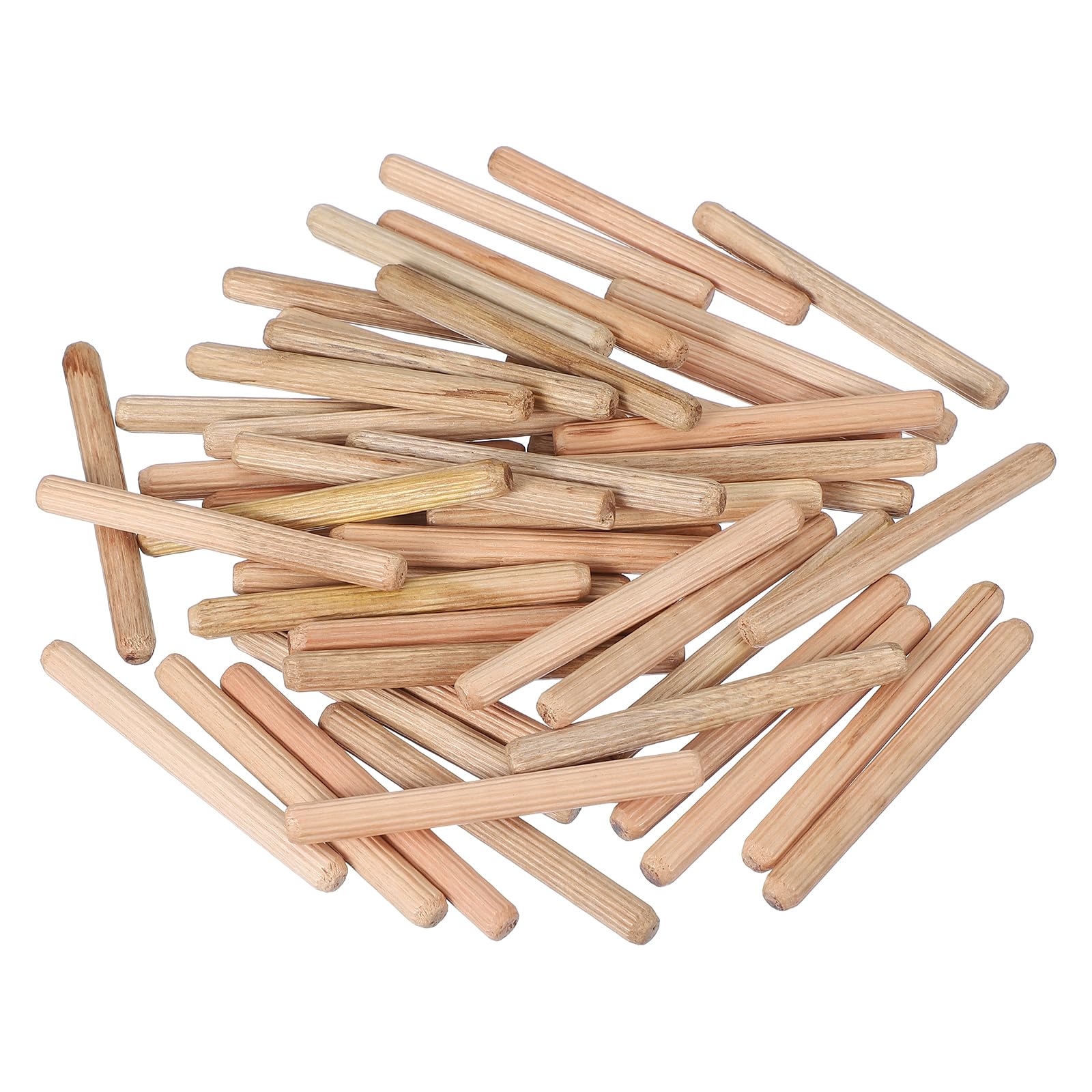 PATIKIL Wooden Dowel Pins 5/16" x 3-3/16" (8mm x 80mm) Straight Dowel Rods Wood Fluted Dowels Rods for Crafts Furniture DIY Hardwood Count 50