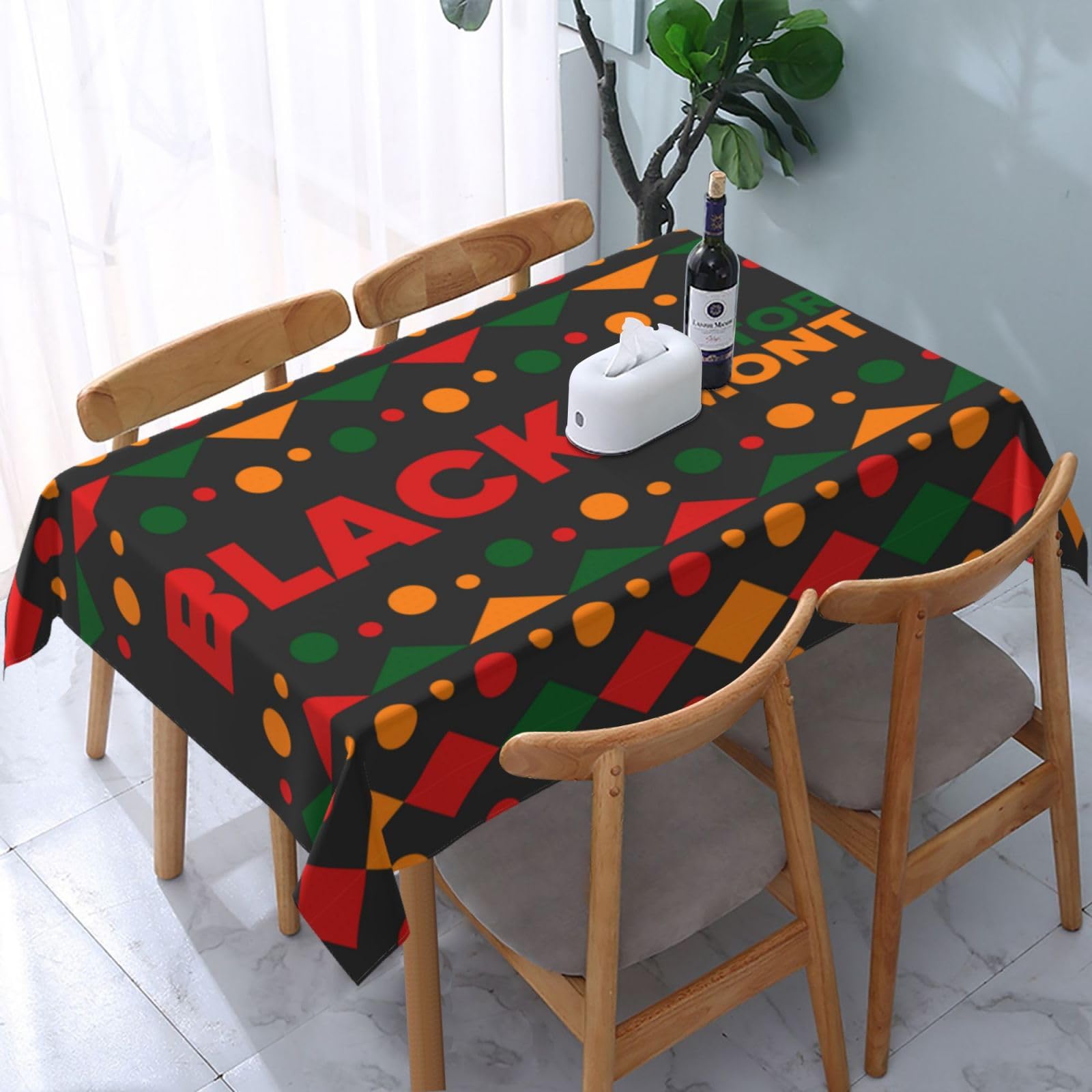 JunHeArt Black History Month Tablecloth Rectangle Table Cover Washable Table Cloths Decor For Kitchen 54" X 72"