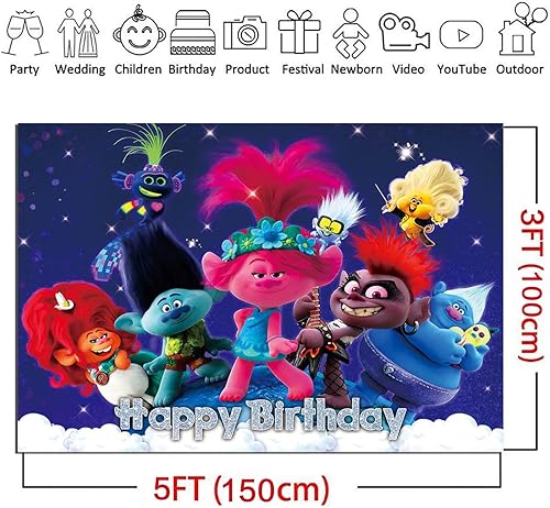 Miniatura 5 de Trolls Poppy - Telón de fondo de fotografía de amapola con texto en inglés "Noche estrellada, Trolls brillante, fondo de fotos de amapola para