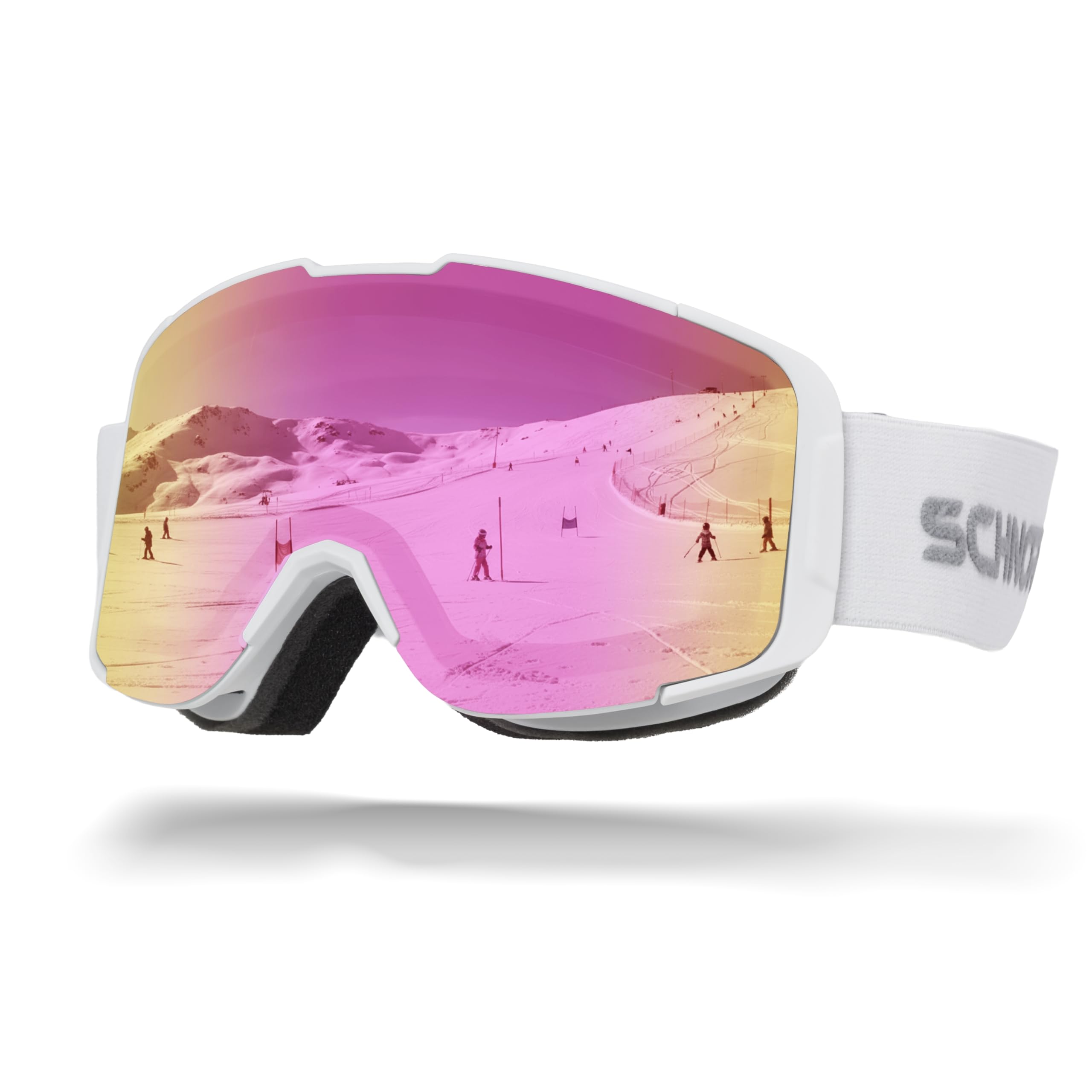 SCHNORR Kidsi Plus Pink S2 - Kinder Skibrille, Anti-Fog, OTG Skibrille Kinder,Ski Snowboard Brille Brillenträger für Junior Jungen Mädchen Anti-UV Anti-Fog