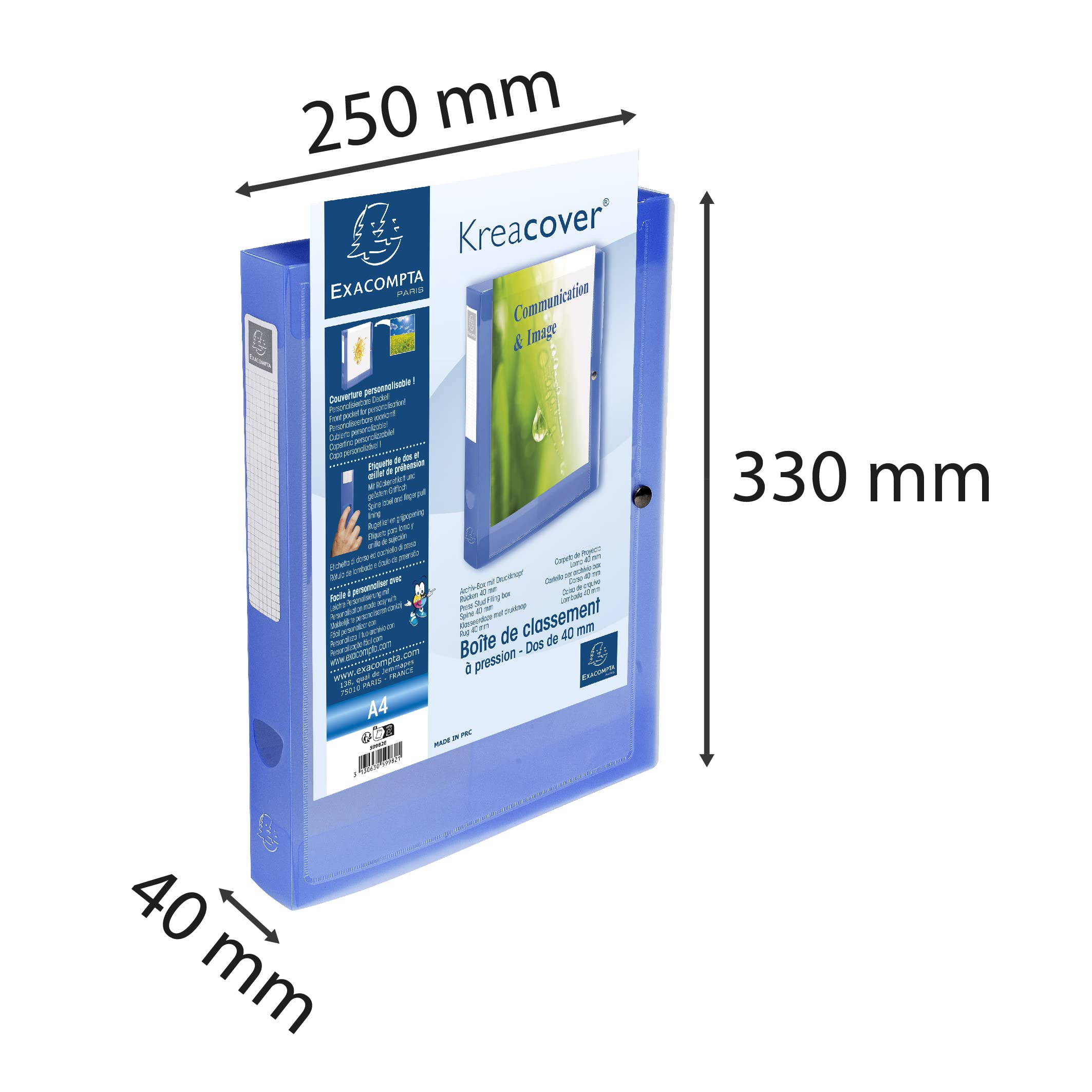Boite de classement a pression dos 40mm polypropylene chromaline 7/10e krea cover