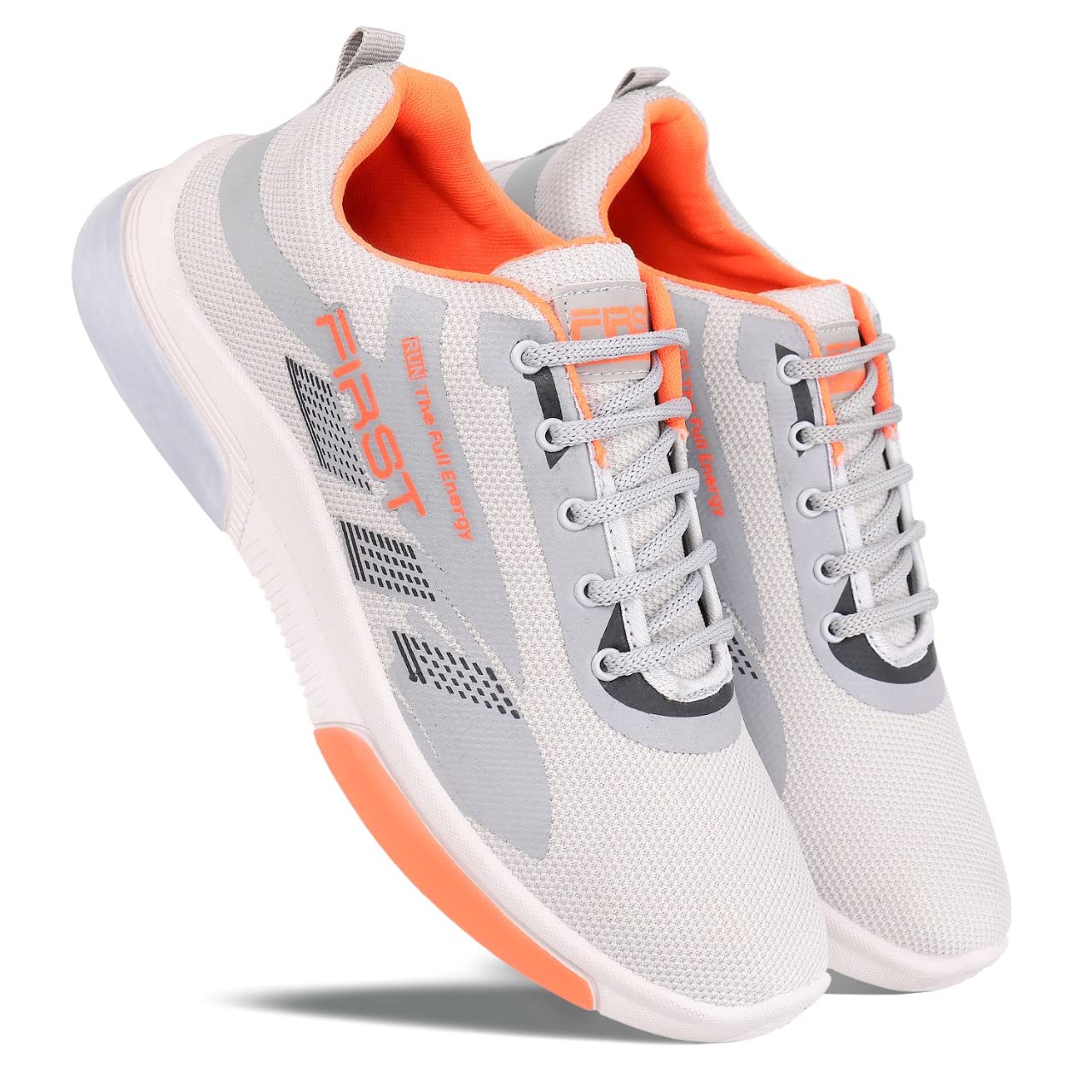 Trendy Running Shoes for Men Sneakers for Men (Color- White & Orange) Size-10(32) E-image-48