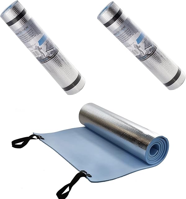 ADEPTNA Set of 2 Heavy Duty Waterproof Roll Up Foil Camping Hiking Mountaineering Picnic Exercises Mat Eva Foam Sleeping Mattress Thermal Insulated  It Keeps Cold And Dampness Away