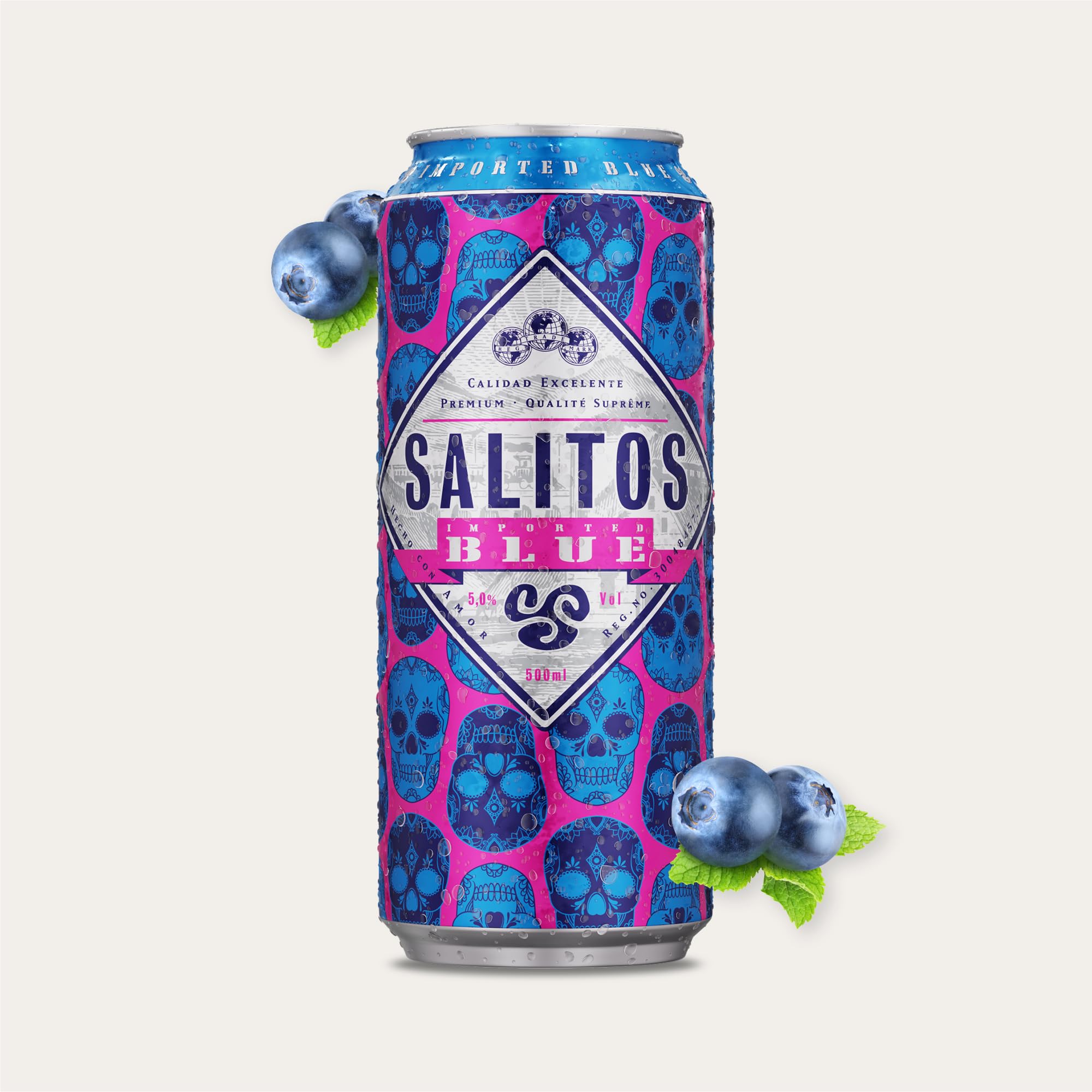 SALITOS BLUE Biermix, 12 x 0,5l Einweg Dosenbier, Biermischgetränk mit Blaubeeren Geschmack, prickelnde & fruchtige Beerennote, 5,0% Vol. – Perfekt für einen Abend mit seinen Freunden