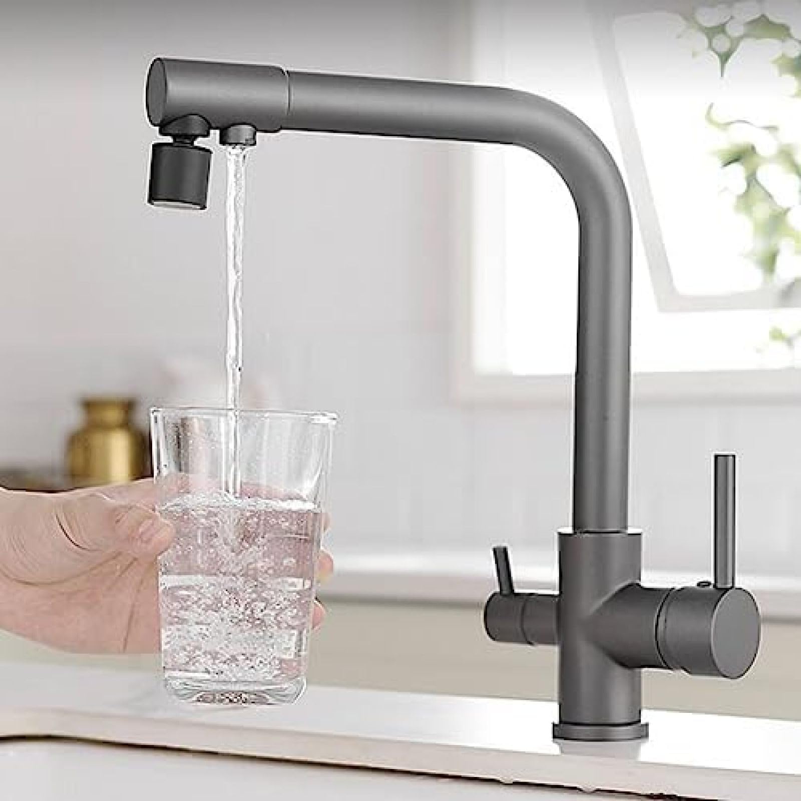 3 Way Kitchen Tap Grey Water Filter Tap Brass Multifunction