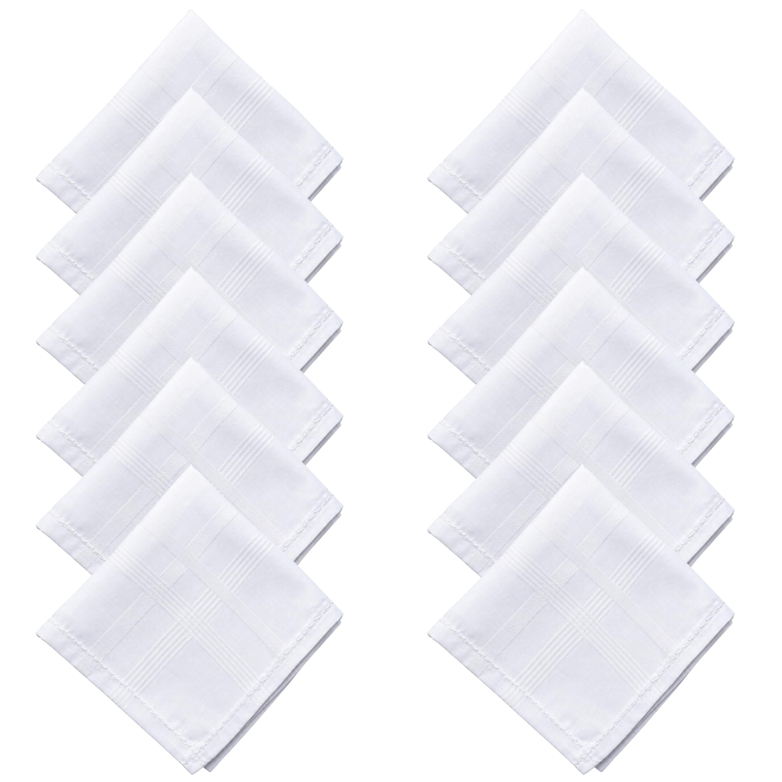 Men's Pure Cotton Handkerchief | Classic White Stripe Pattern | Large 17×17 Inch Hankies | Soft Absorbent Rumal for Office, Daily Use & Gifting-image-35