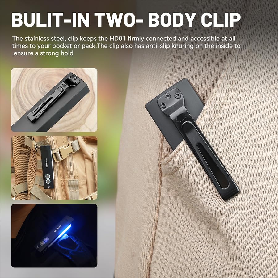 Image of Wurkkos HD01 Flat EDC Flashlight with RGB and Green Light, 1200 Lumens Rechargeable LED Flashlight, Triple Light Sources Pocket Lights, Magnetic Flashlight for Camping, Work, Emergency
