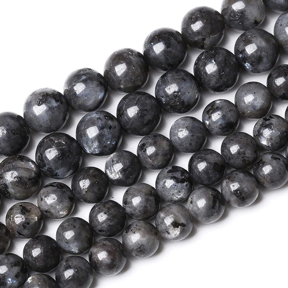 4mm Natural Larvikite Black Labradorite Gemstone Small Round Loose Beads for Jewelry Making (85-95pcs/strand)