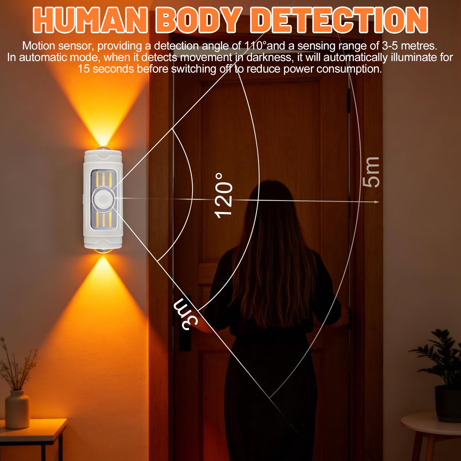 Veilleuse avec détecteur de mouvement, 7 couleurs RVB, intensité variable, détecteur de mouvement avec pad magnétique, 3 modes (Auto/ON/OFF), lampe murale sans fil rechargeable pour escalier, chambre