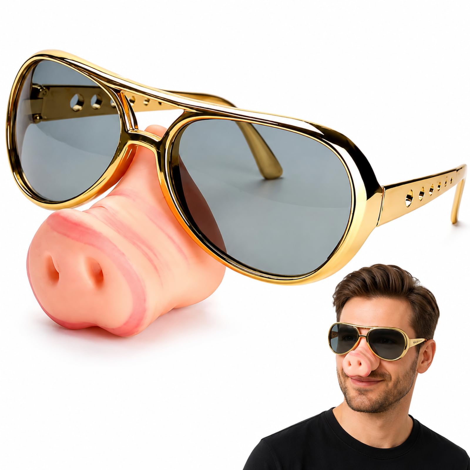 XLTXWD Silly Sunglasses, Novelty Sunglasses, Pig Nose Spectacles for Costume Parties and Events, Adjustable Frame