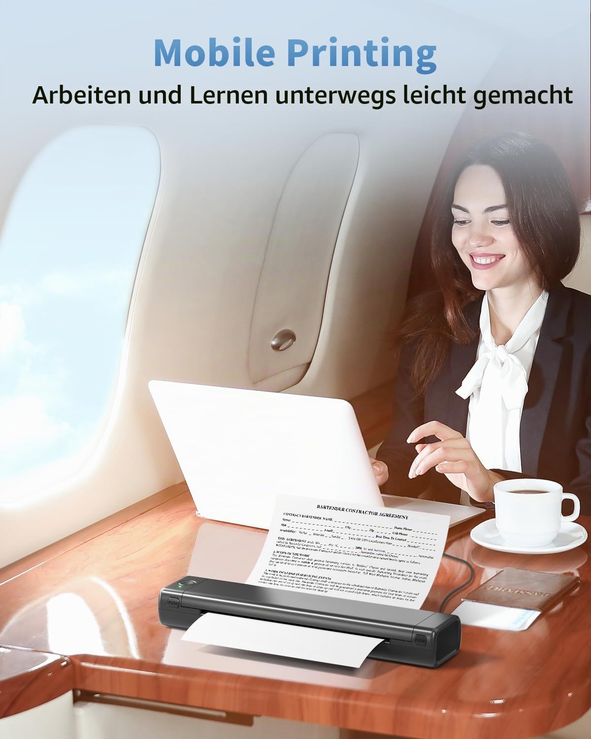 COLORWING A4 Mobile Drucker,Thermodrucker mit Bluetooth,Tragbarer Drucker für Handy und Tattoo,Unterstützt A4 Thermopapier und Tattoopapier,Kompatibel mit Android iOS Mac