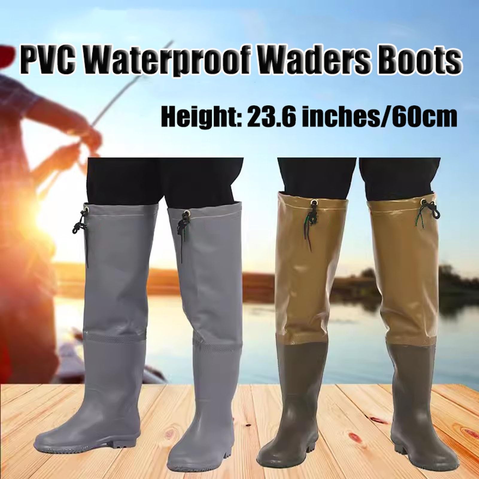 Wodery PVC do połowy uda, Spodnie wędkarskie z PVC Bootfoot Hip Waders dla mężczyzn i kobiet, ogrodnicze, wielokolorowe, różne rozmiary w Wielkiej Brytanii