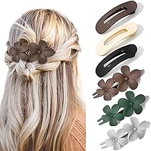 VORSET 4 PCS Flat Hair Clips - 2 Styles Y2K Lay Down Claw Clips for Thick Thin Curly Hair, Large Matte Non-slip Strong Hold Beach Flower Hair Accessories for Women Girls Wedding Prom Party