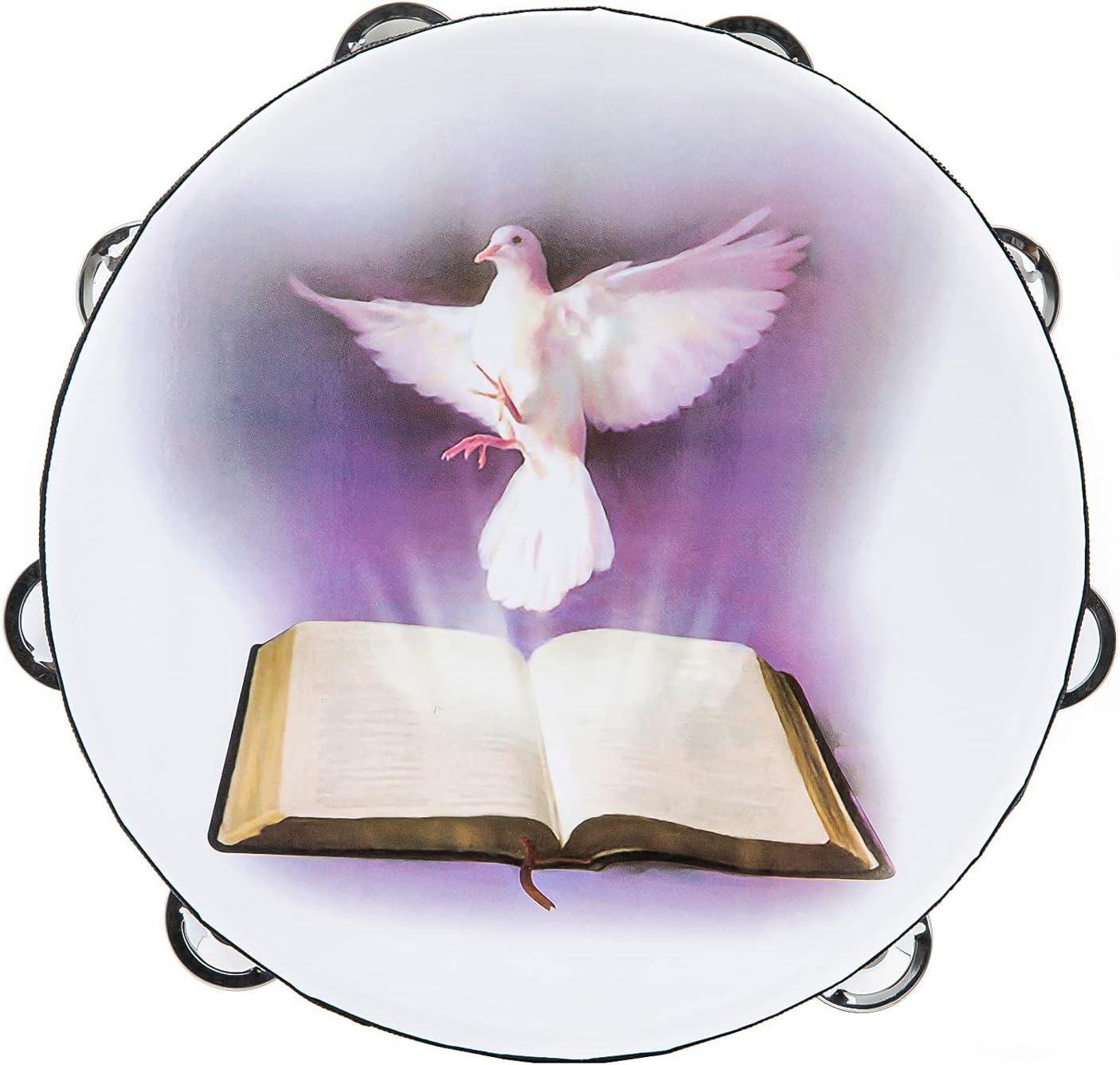 Tambourine 10 inch Dove Bible Double Row Jingle Tambourine
