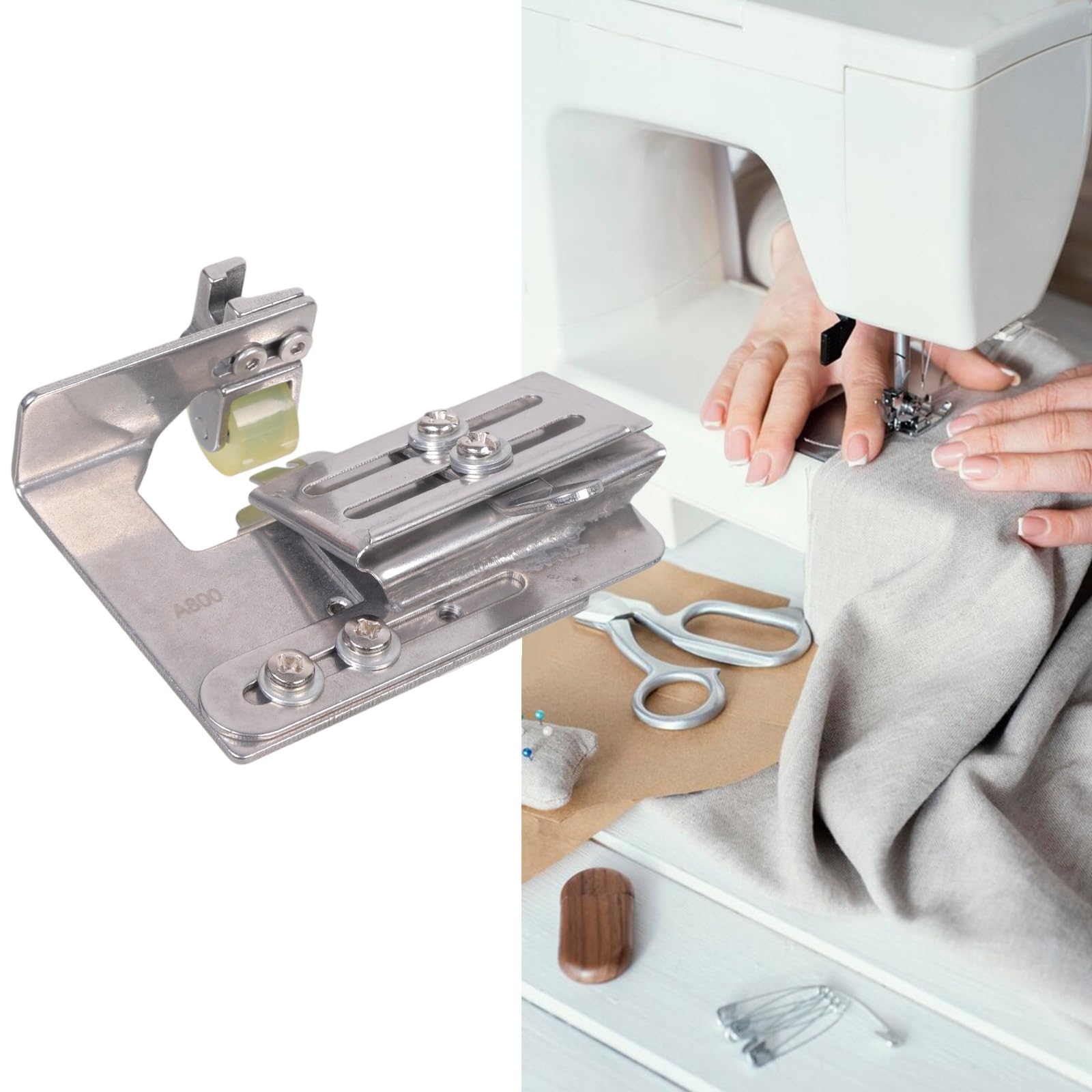 PANGBOER Prensatelas de rodillo de acolchado de ancho ajustable, prensatelas de doble capa para máquina de coser industrial plana accesorio