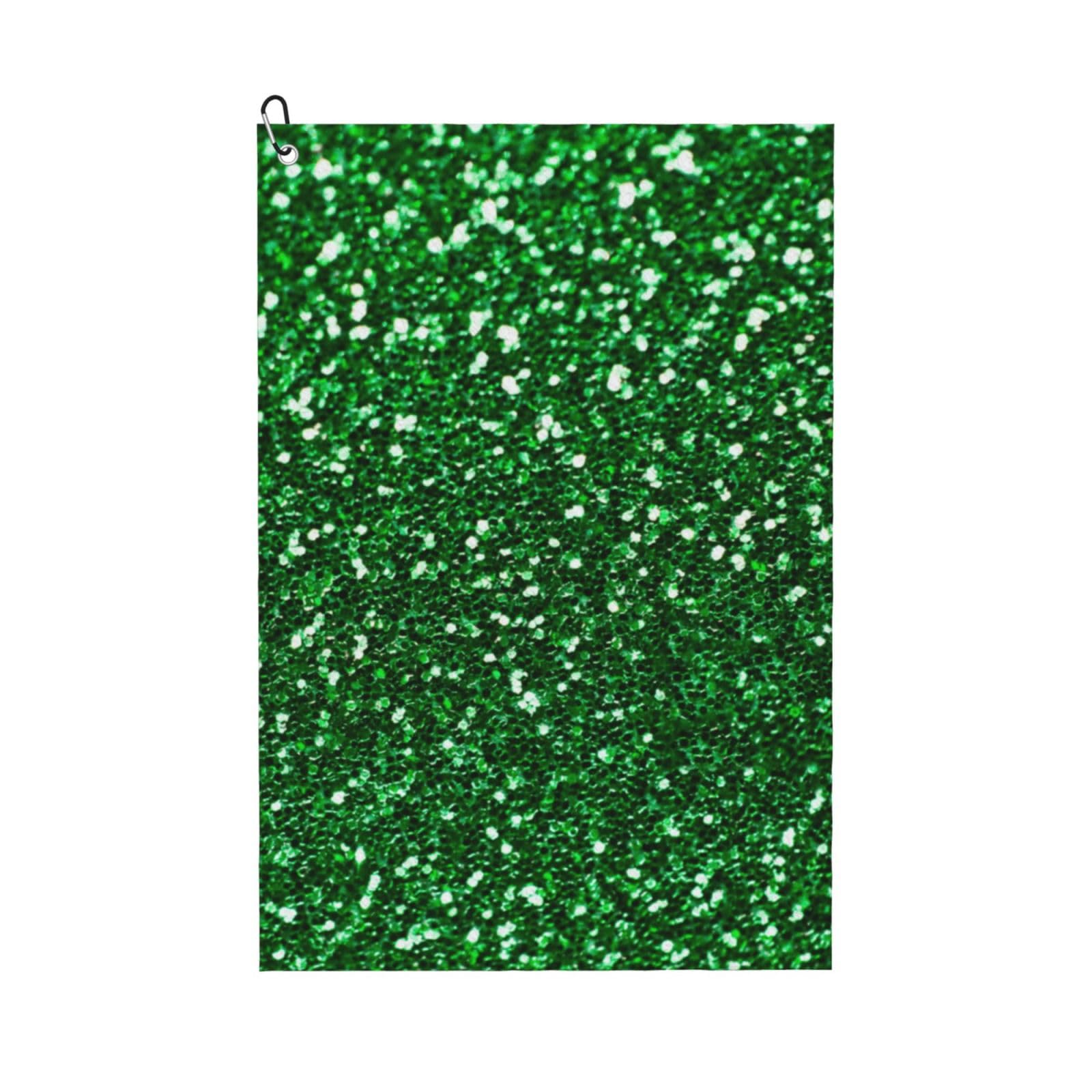 Hnnkloy Green Sequin Sparkle, 16x24 in Portable Waffle Golf Towels with Carabiner Clip for Golf Bag