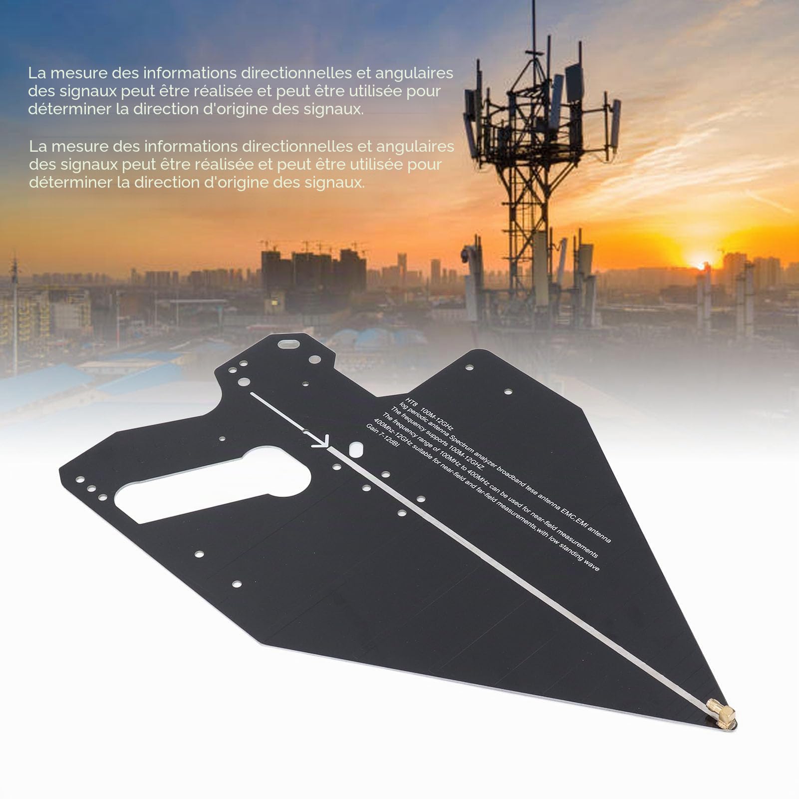 Antenne Log-périodique 0,1-12 GHz, Antenne Extérieure Directionnelle sans Fil Multibande, Antenne Passive à Gain élevé pour la Mesure du Signal, Recherche de Direction