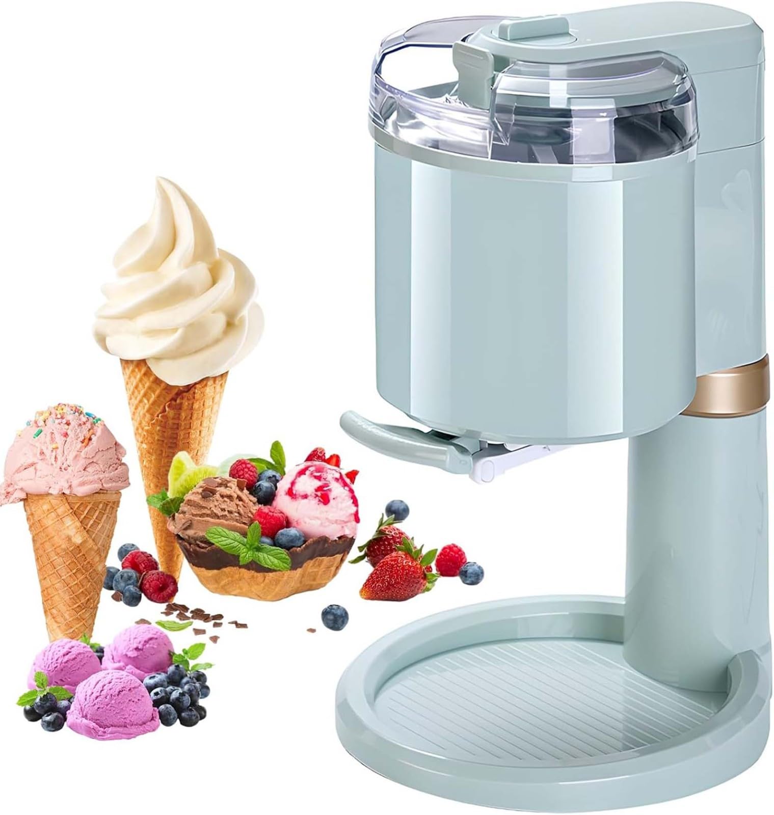 Heladera Italiana de 1 l, preparación rápida en 10 Minutos, para casa, Bares y cafeterías. Green,27 * 42.5cm