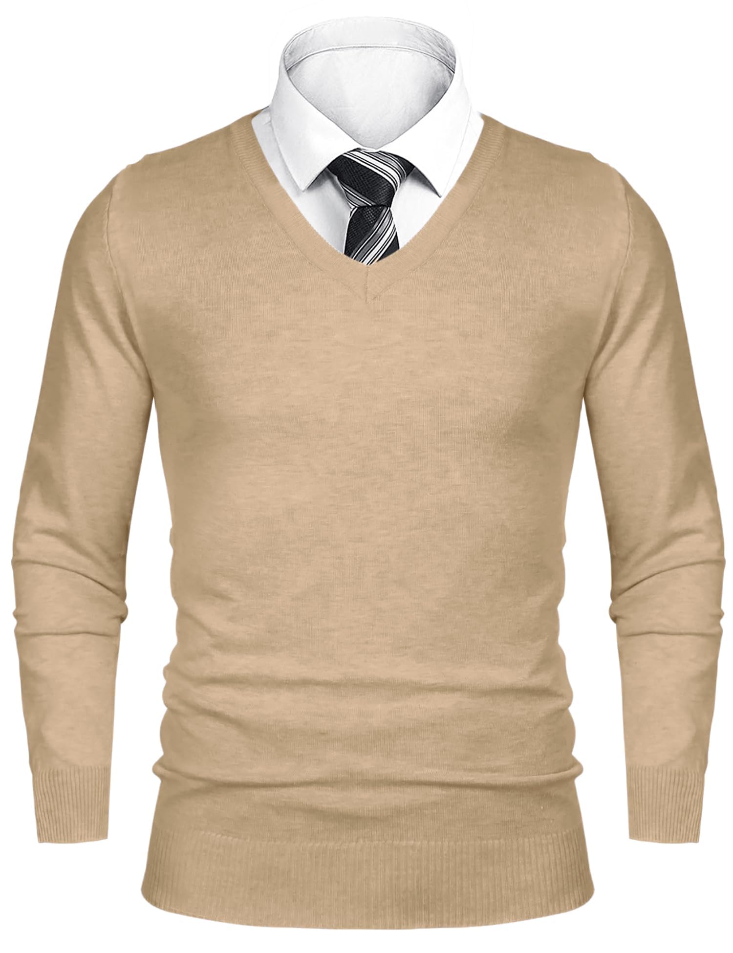 iClosam Pull Homme Col V Pulls d'automne Et d'hiver Hommes Pull en Maille Pullover en Cotone Classiques