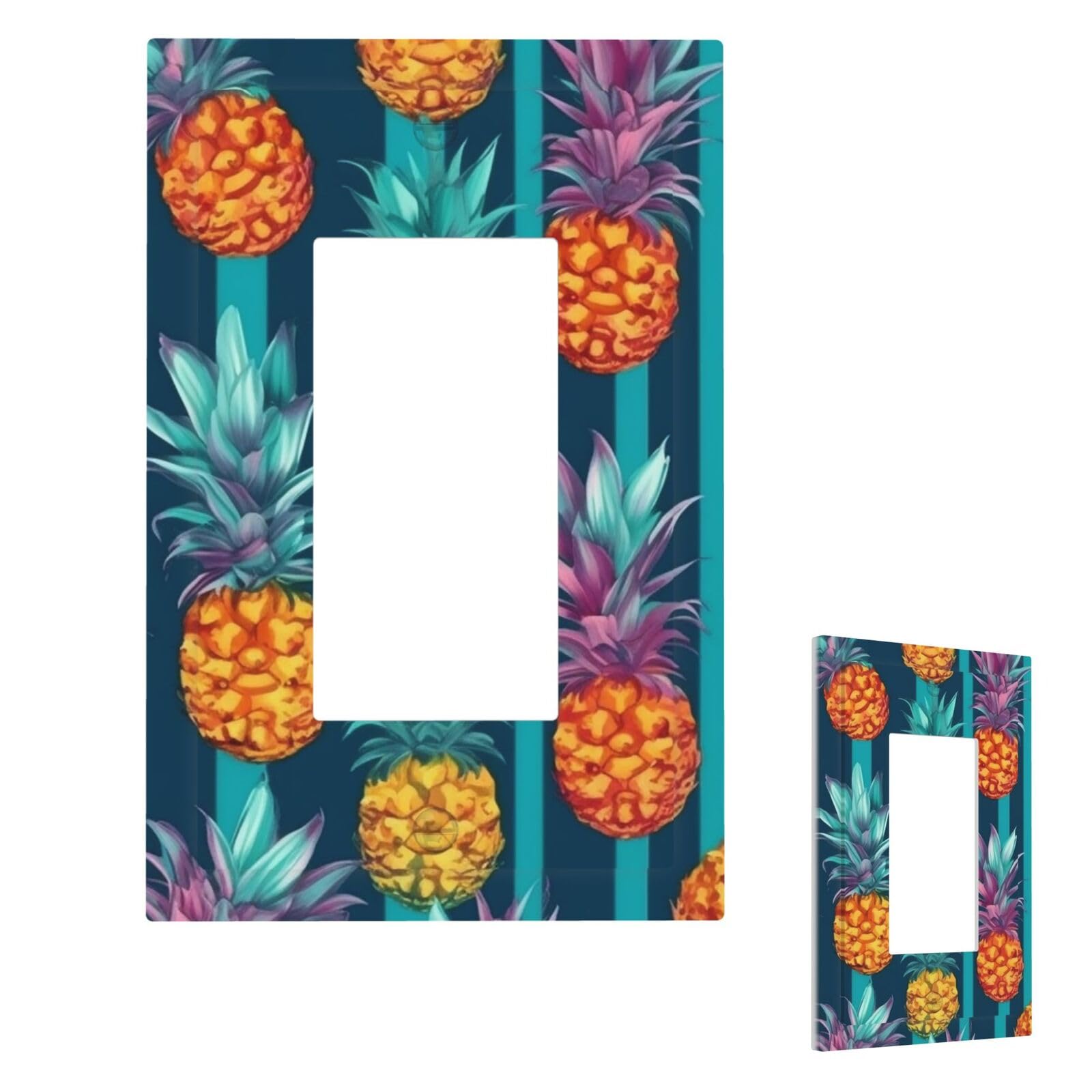 Colorful Tropical Pineapple Wall Plate Cover Modern Decorative 1 Gang Light Switch Cover Unbreakable Receptacle Outlet Covers For Living Room Bedroom Home Decor 1 Gang