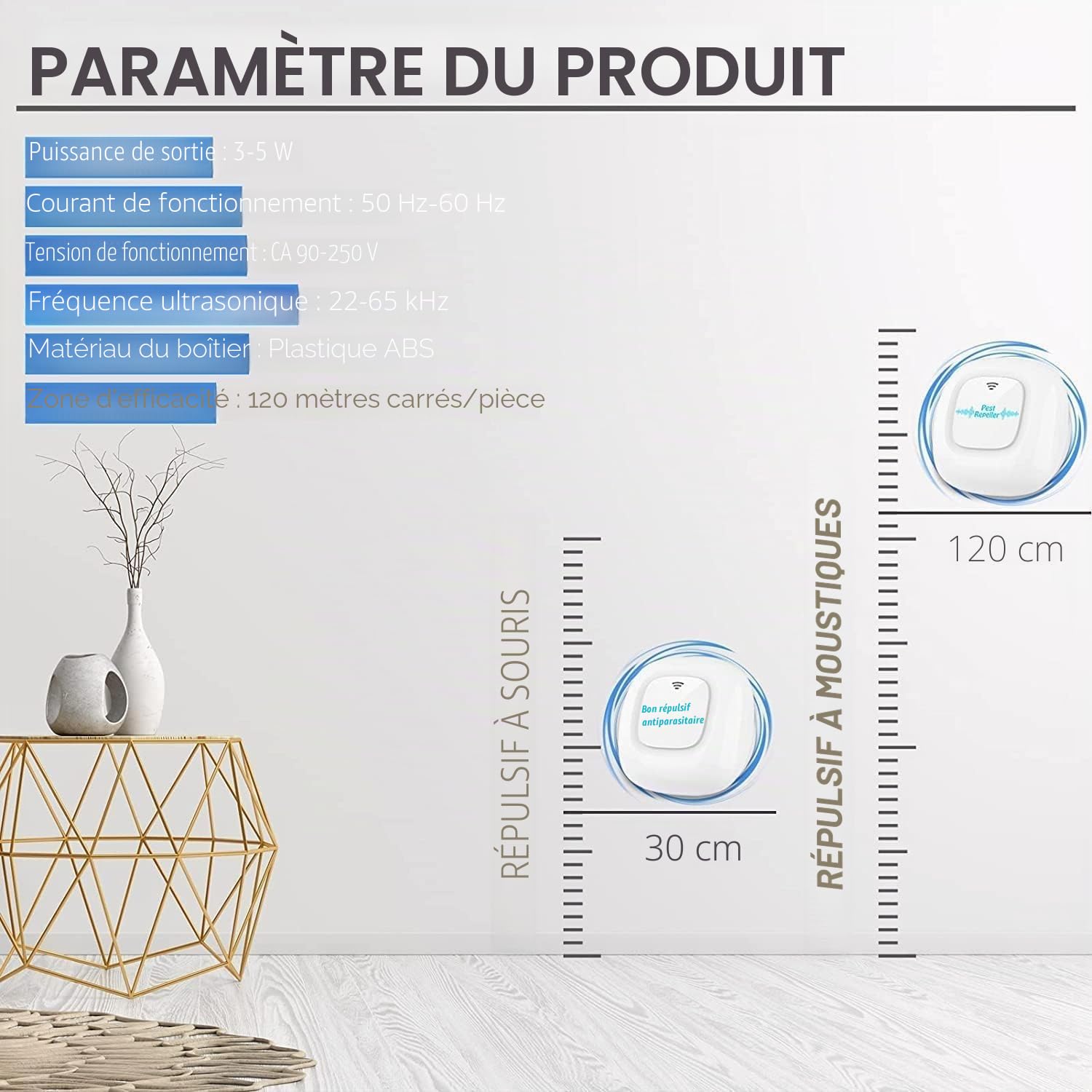 Anti Moustiques, Répulsif Ultrason, Prise Anti Moustique, Électronique Antiparasitaire Intérieur, Antiparasitaire pour Moustiques, Souris, Araignées, Cafards, Mouches, Lot de 4