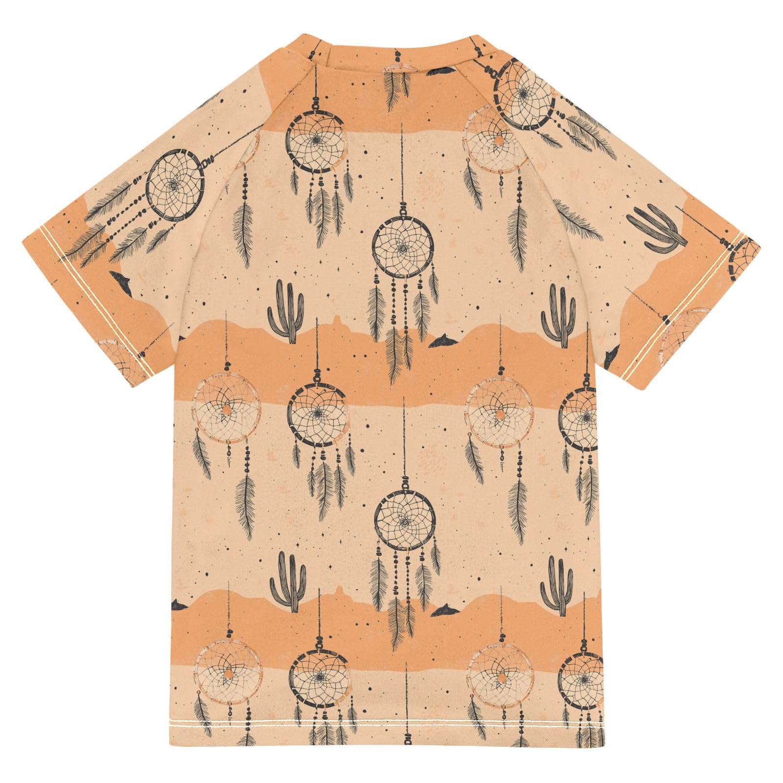 Bathing Suit Kids Short Sleeve Rash Guard Boys 3T Western Cowboy Dream Catchers Tribal Wolf Vast Desert