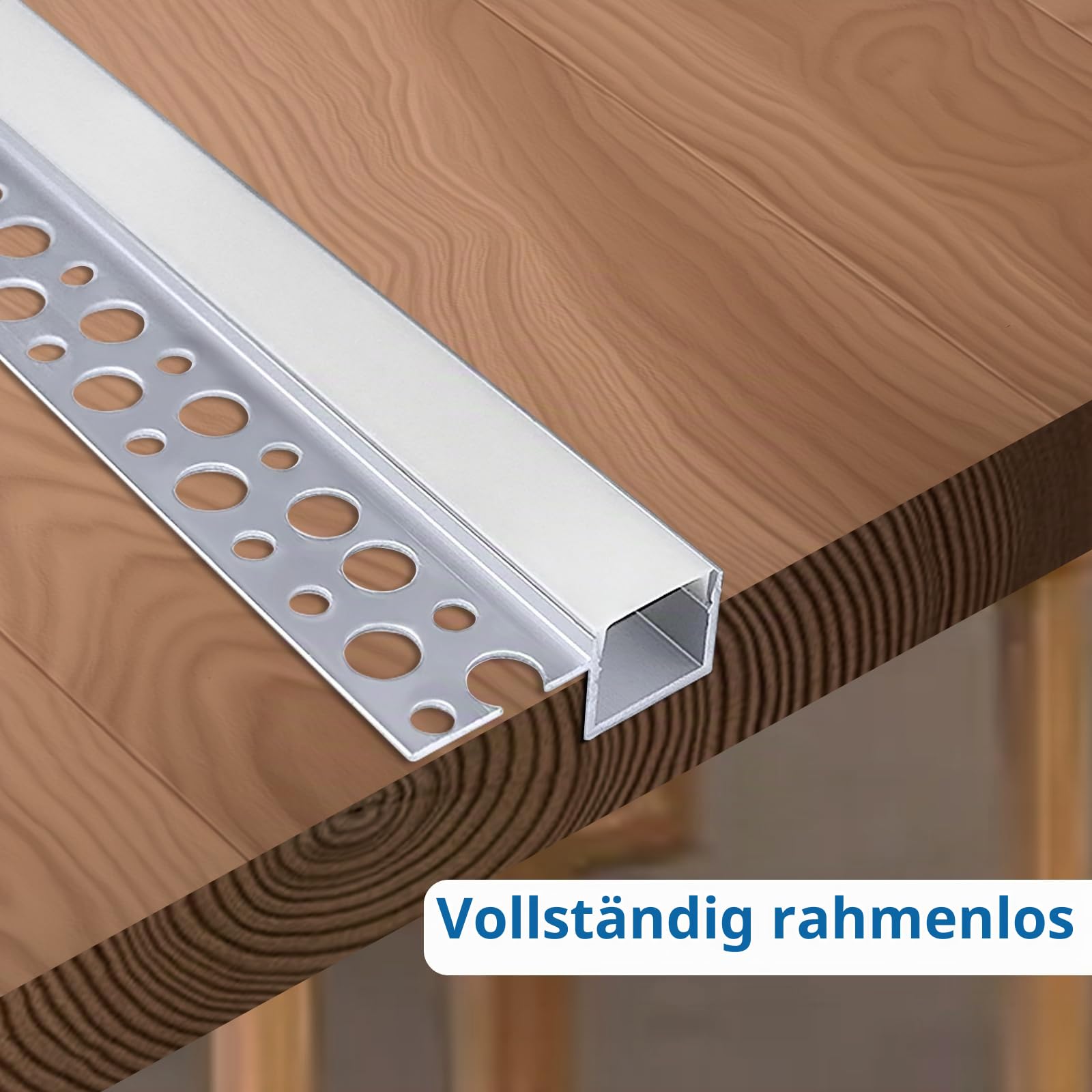inShareplus LED Trockenbauprofil, 3,3 ft/1 m, 6er-Pack Aluminiumkanal mit milchiger Abdeckung; 13mm trimless LED-Strip-Diffusor für Unterbau, Regal, Wand, Tisch, Decke und Ecken(Retrofit)