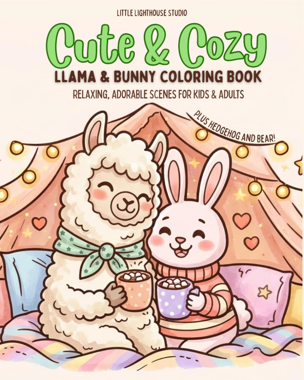 Cute & Cozy Llama and Bunny Coloring Book: Relaxing and Adorable Scenes for Kids and Adults