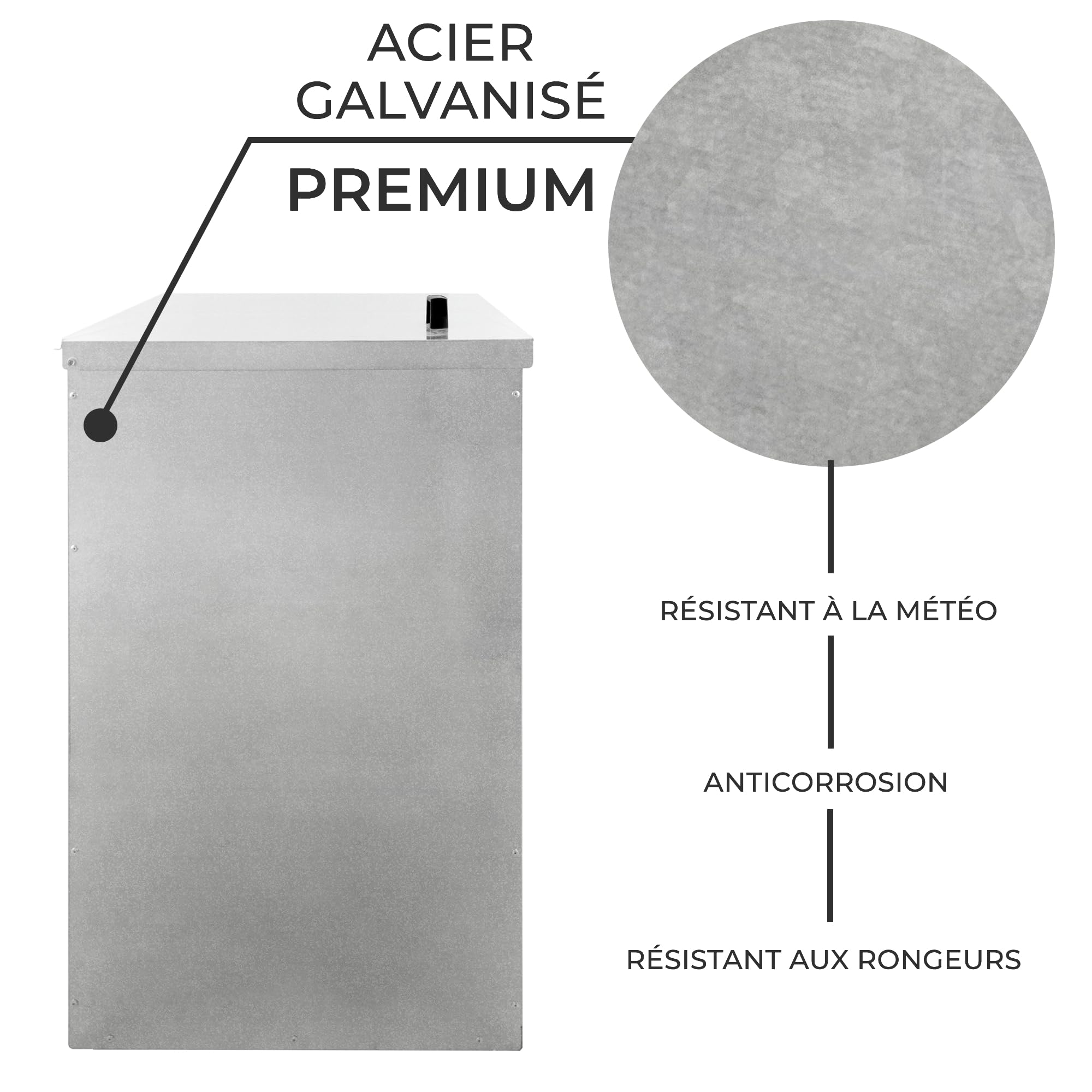 Conteneur à Charbon Premium - 250 kg/ 390 L | Robuste et Résistant à l'eau | Résiste aux Conditions Extrêmes | Pelle à Charbon Incluse | Facile à Assembler | Hiver Chaud et Sans Souci !