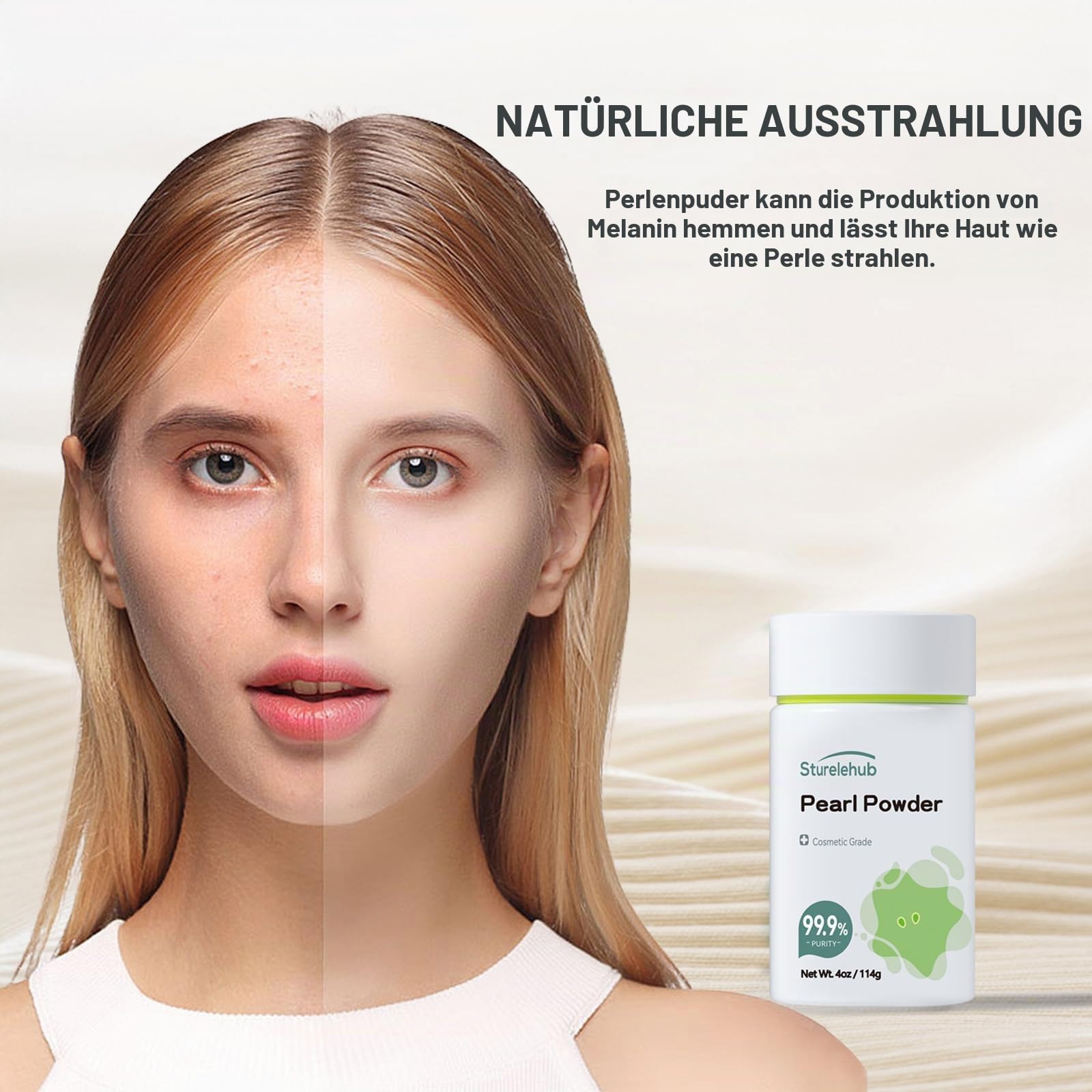 Perlpulver, 114 g, 99,9 % Reinheit, Kosmetikqualität, Bio-Perlenpuder für hausgemachte Masken, Cremes und Lotionen, Bio-Perlenpuder für Heimkosmetik
