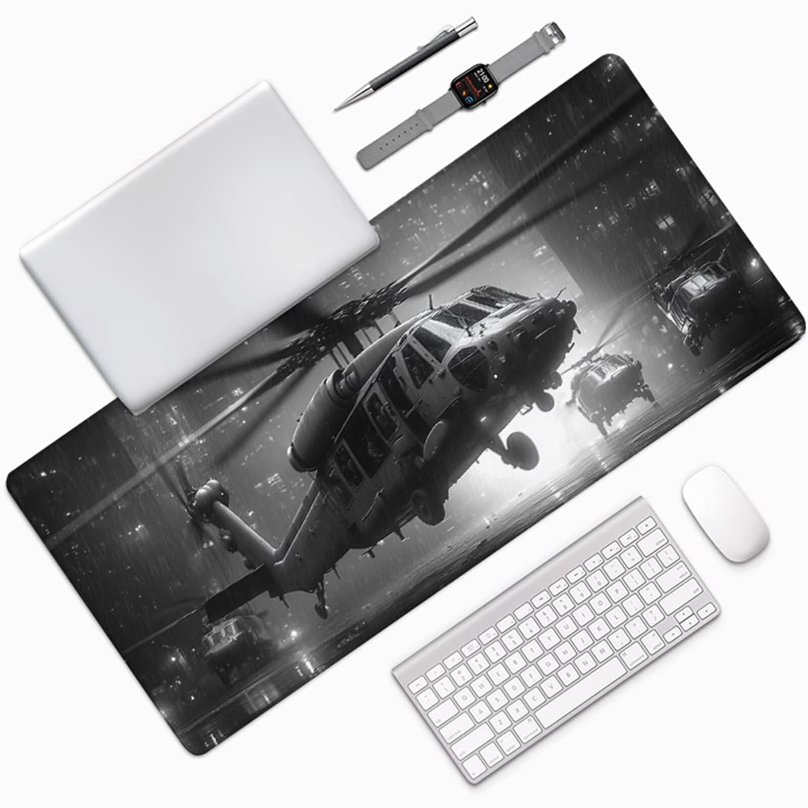 Tappetino Mouse Aereo, Tappetino Mouse XXL 1500x800x3mm, Mousepad Gaming Accessori Scrivania, Sottomano Scrivania con Base in Gomma Antiscivolo, Ufficio Accessori, per Ufficio, Gaming, Nero 8-6342