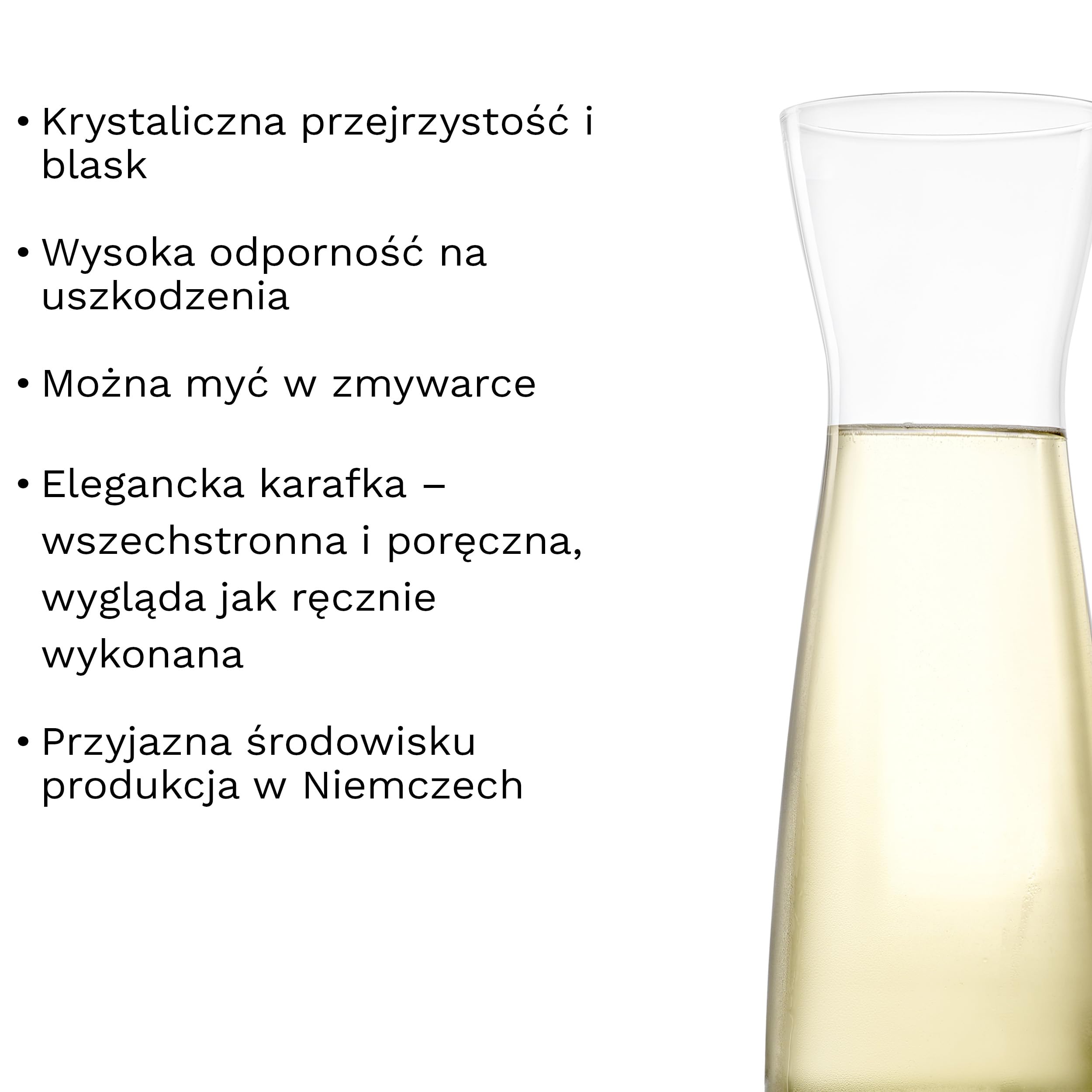 Stölzle Lausitz Karafka Uniwersalna 6 x 250 ml – Elegancka karafka z kryształu bez ołowiu na wodę sok mleko lub alkohole – Nadaje się do zmywarki – Wyprodukowano w Niemczech