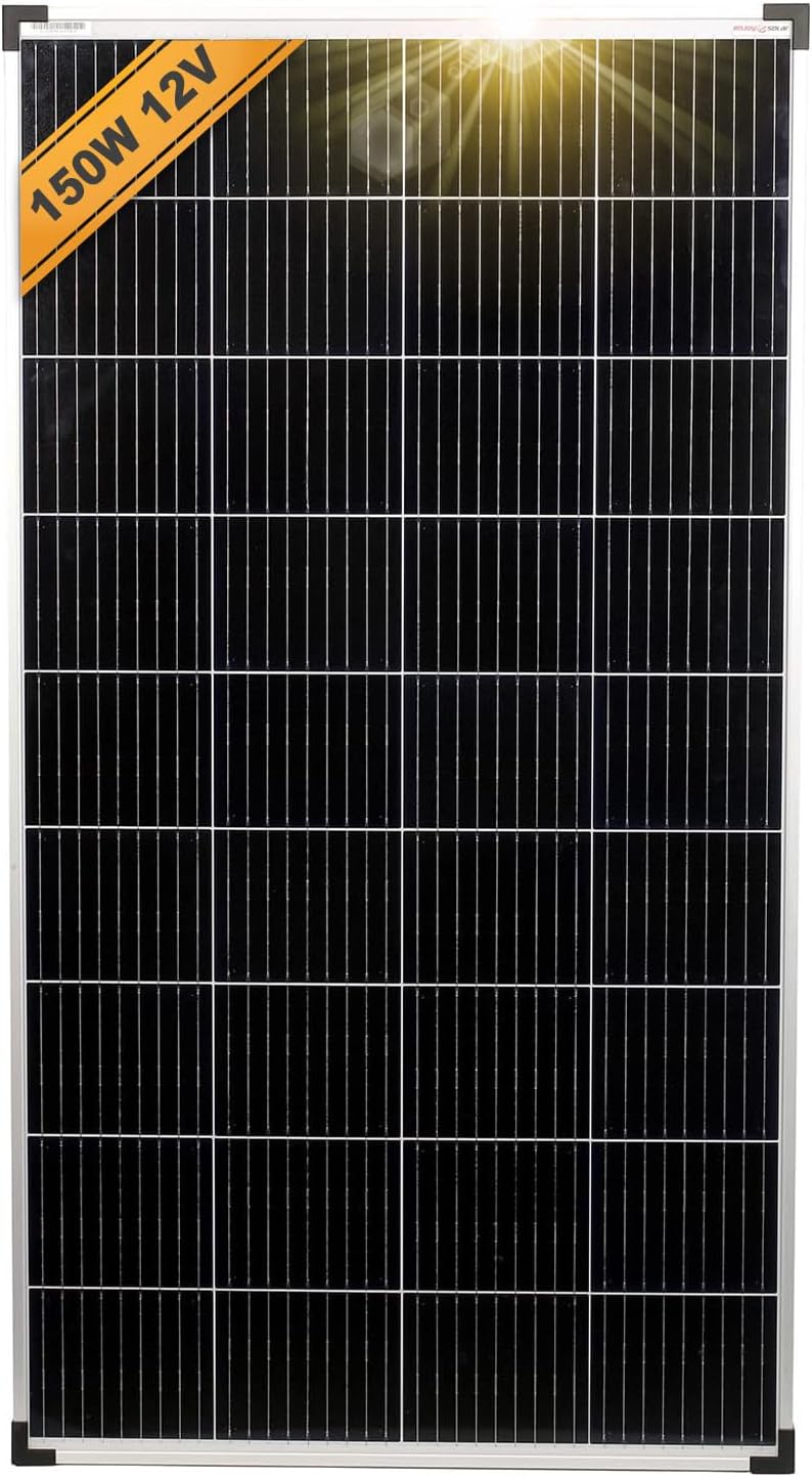 enjoysolar® Mono 150 W Monocrystalline Solar Panel Ideal for Motorhomes, Garden Sheds, Boats (Mono 150 W)