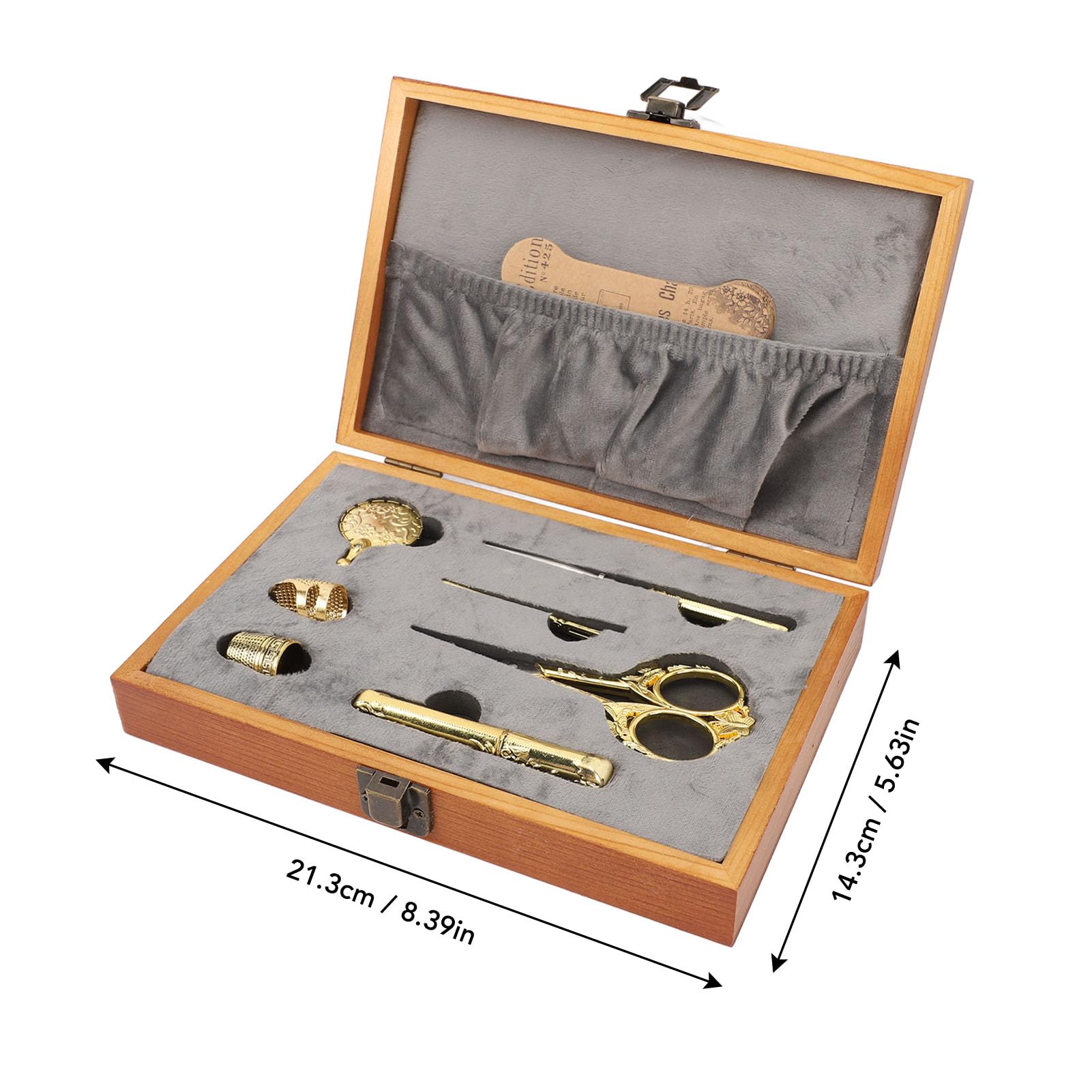 Zerodis Weitere Haushaltsutensilien, Nähset, Nähwerkzeug-Set, Premium-Massivholz, Multifunktional, mit Nadeln, Fingerhüten, Scheren, Fadenschneider für Heimdekoration, Basteln, Aufbewahrung,
