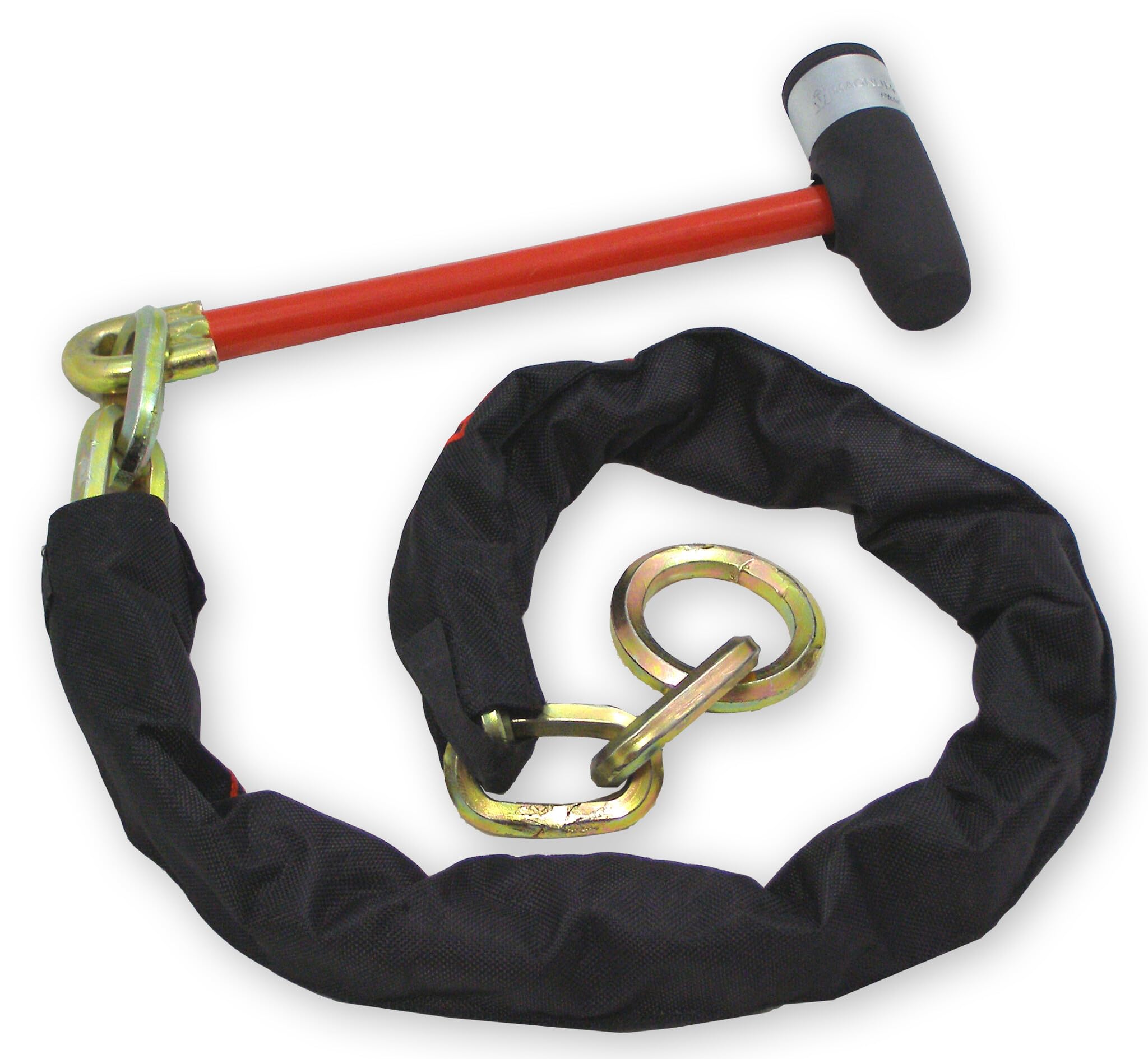 DoubleLock - Lucchetto a catena - Loop Chain SCM - Lucchetto di sicurezza - Asta - Chiusura per uso pesante - Si blocca in cinque secondi - Rosso - Nero - Approvato SCM
